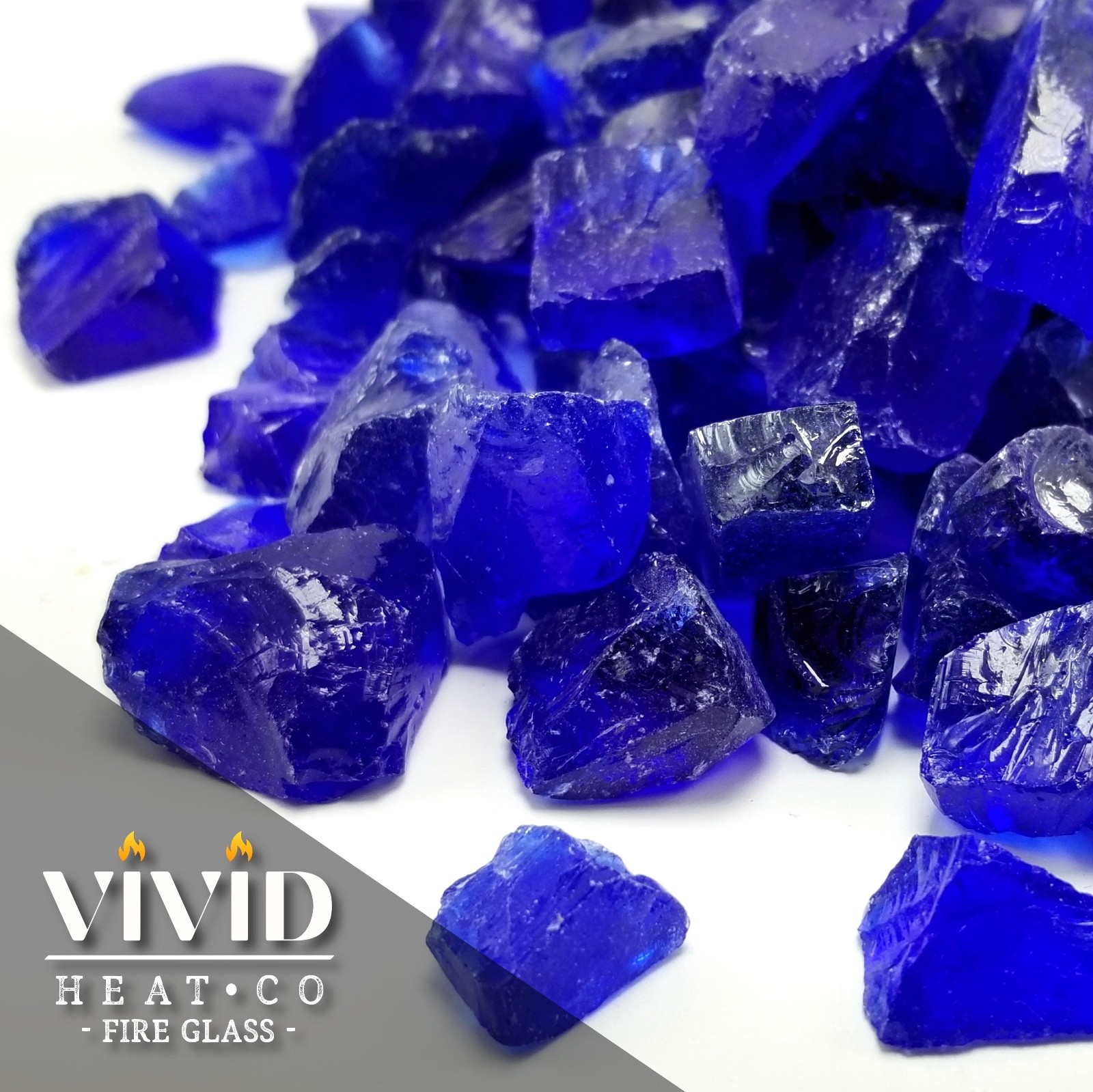 VIVID COBALT BLUE 1/2" - 3/4" Large Fireplace Fire Pit Fireglass Glass Crystals