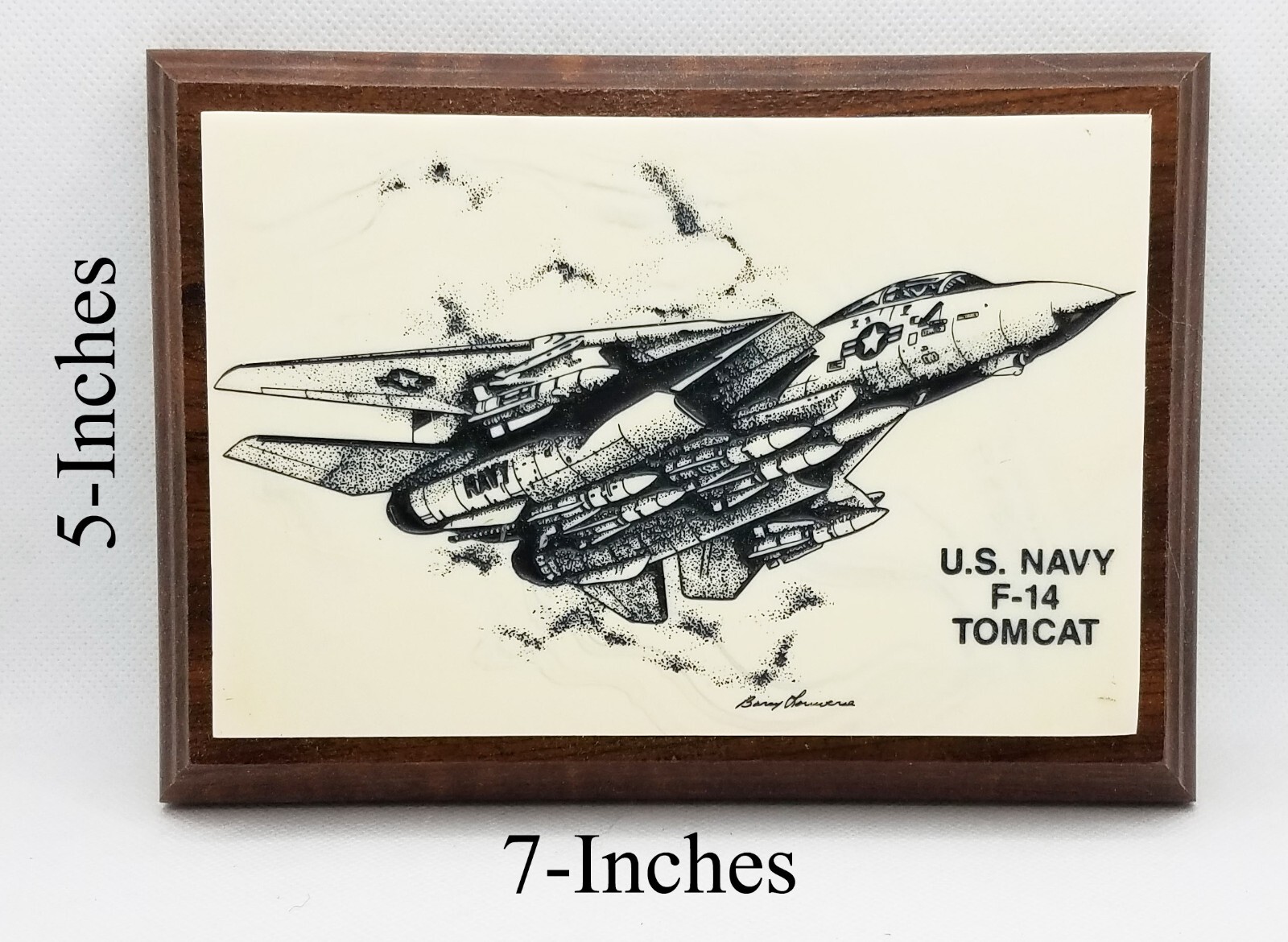 F-14 TOMCAT U.S. Navy Fighter Jet Cultured Marble Plaque on Prowood Composite