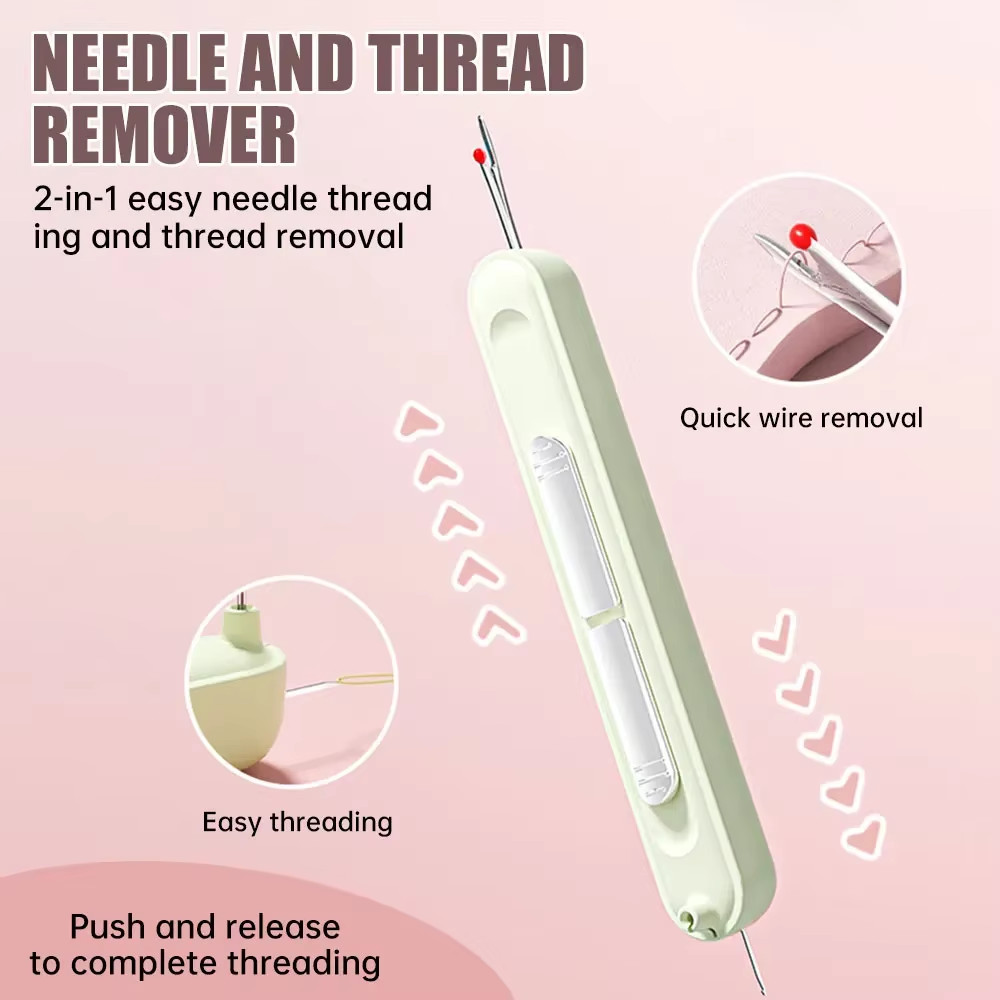 3 Pack Needle Threader, 2025 Upgraded Plug-In 2 in 1 Needle Threader Seam Ripper