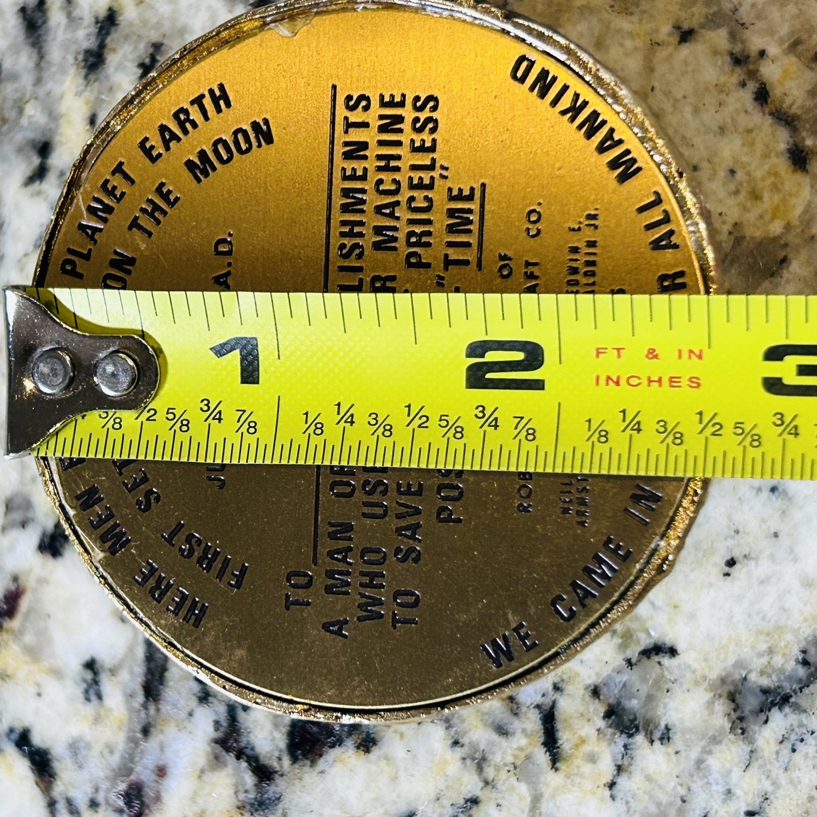 Vintage Apollo 11 Moon Landing Brass Paper Weight Robertson Aircrafts Astronauts