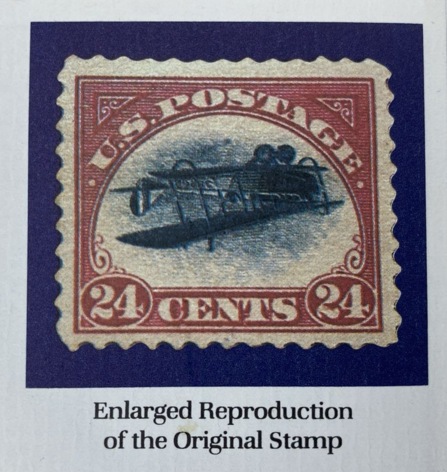 1918 Inverted Jenny 22kt gold 24 cent Stamp Replica Postal Commemorative Society