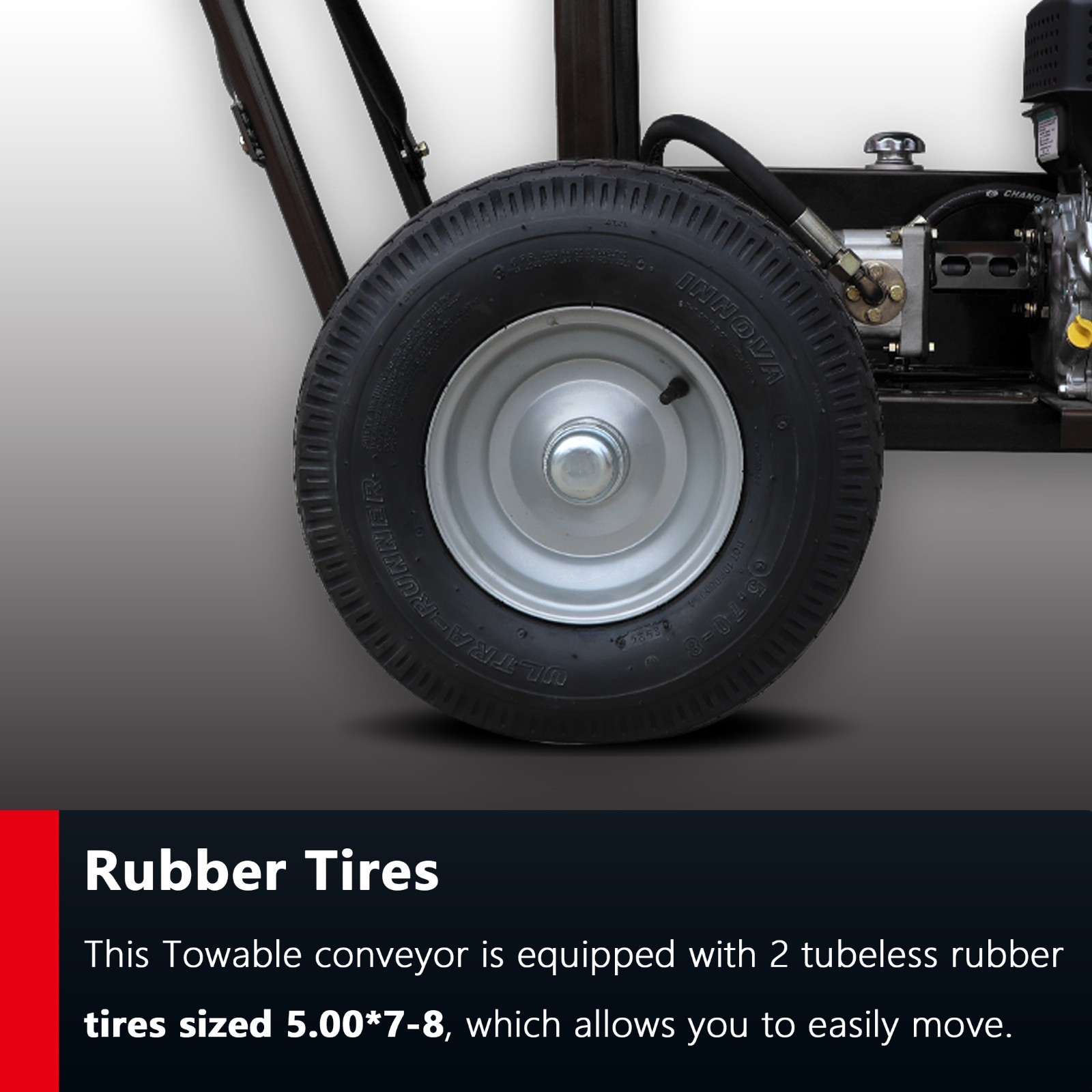 12" Firewood Conveyor 6.5HP Gas Powered 118in Lift Height Belt Log Elevator