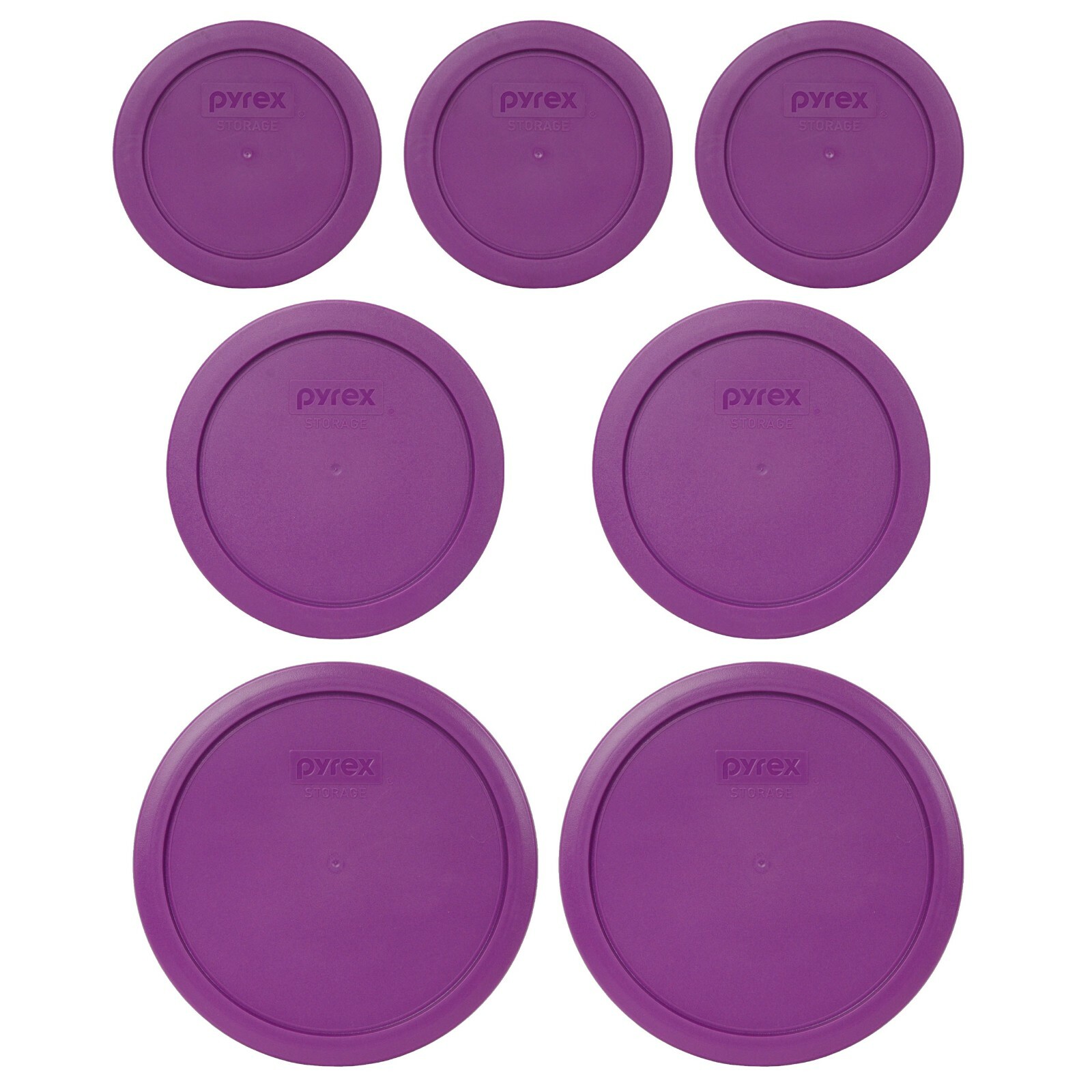 Pyrex (3) 7200-PC, & (2) 7201-PC, & (2) 7402-PC Thistle Purple Food Storage Lids