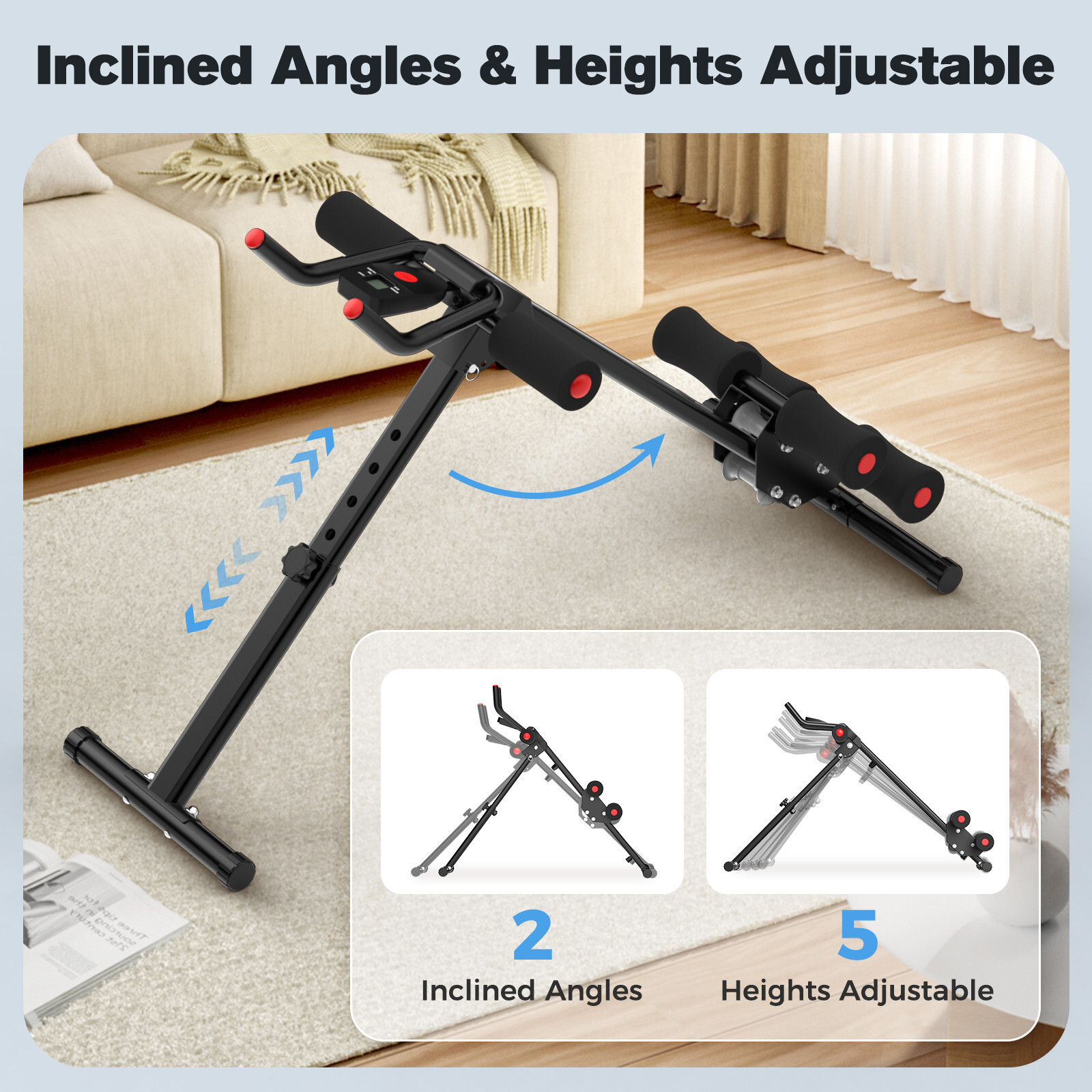 AB Workout Machine Abdominal Trainer Foldable Ab Cruncher Strength Training