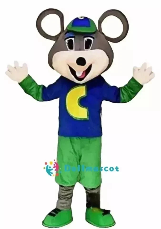 Adult Chuck E.Cheese Mascot Costume Suits Cartoon Character Halloween Party