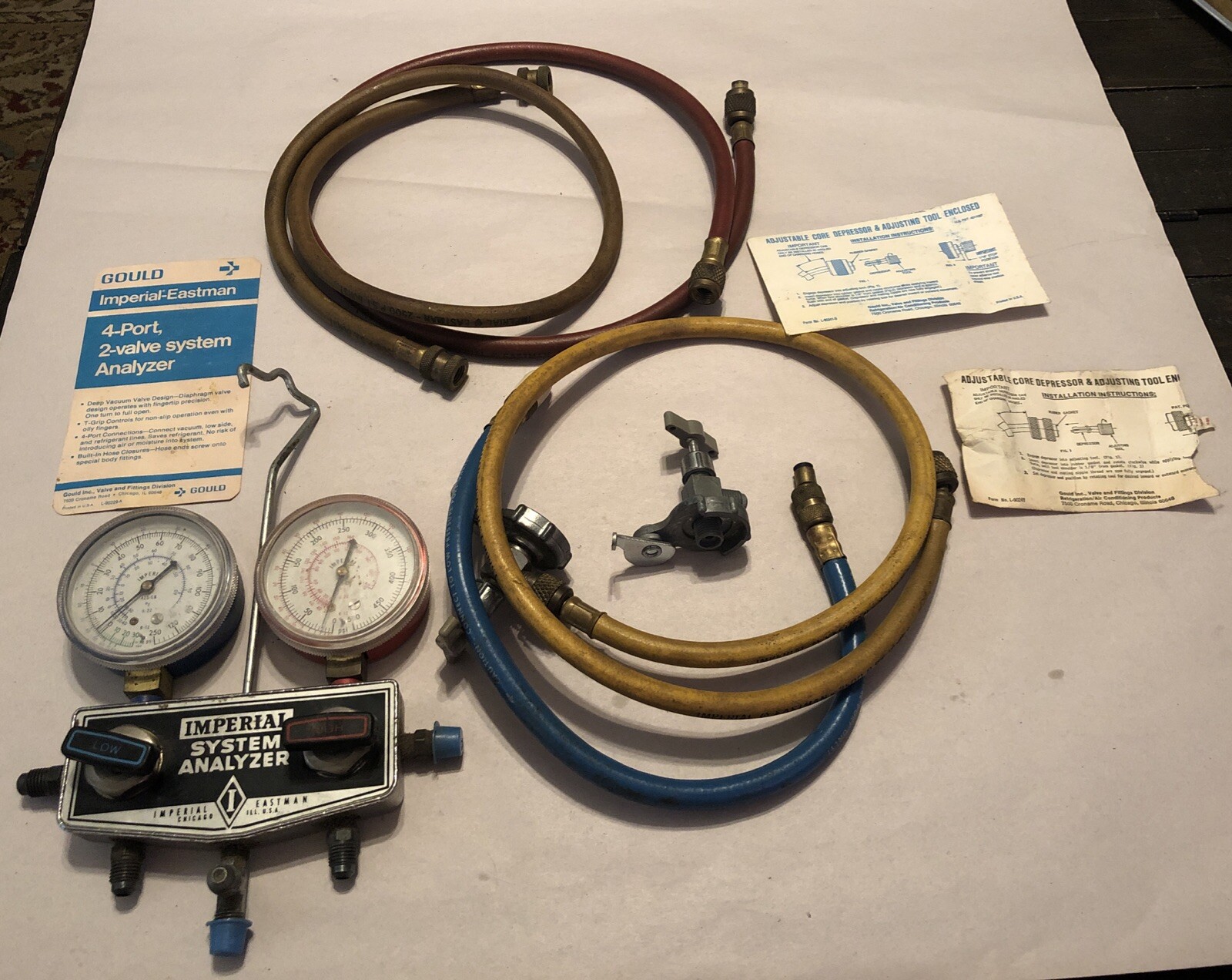 VINTAGE IMPERIAL EASTMAN REFRIGERATION SYSTEM ANALYZER WITH EXTRAS, MADE IN USA