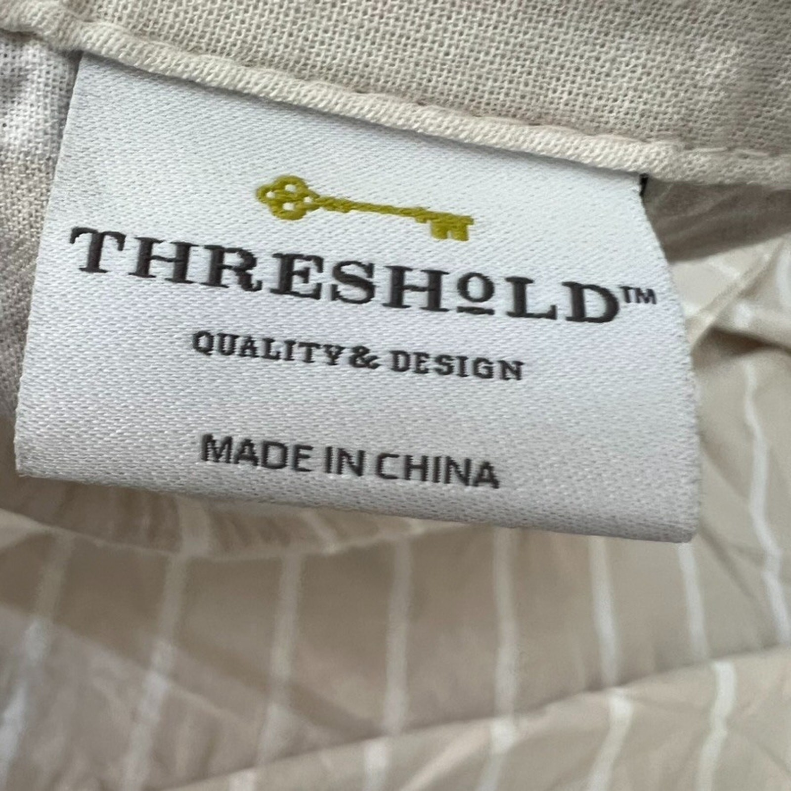 Threshold Shower Curtain Beige & White Striped 100% Cotton 67 x 68.5"