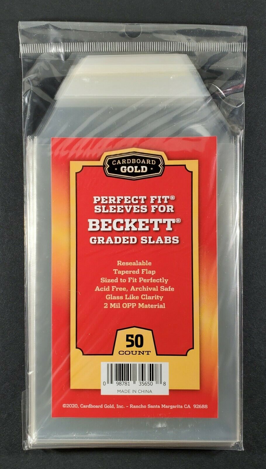 50x BGS Beckett Perfect Fit Resealable Graded Card Sleeves Cardboard Gold-1 Pack
