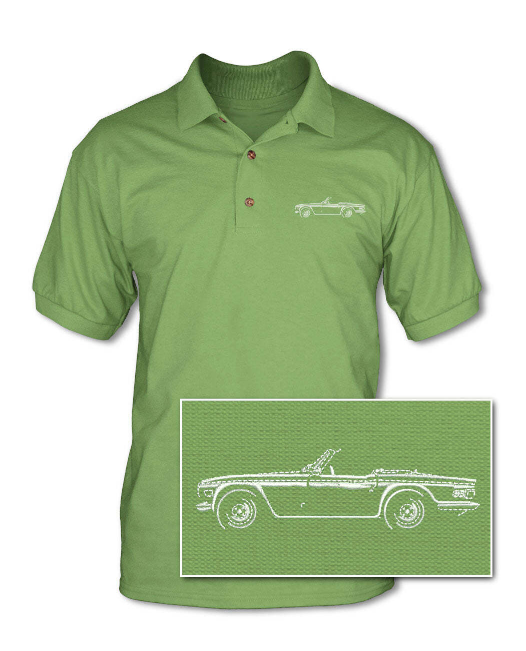 Triumph TR6 Convertible Adult Pique Polo Shirt Side View