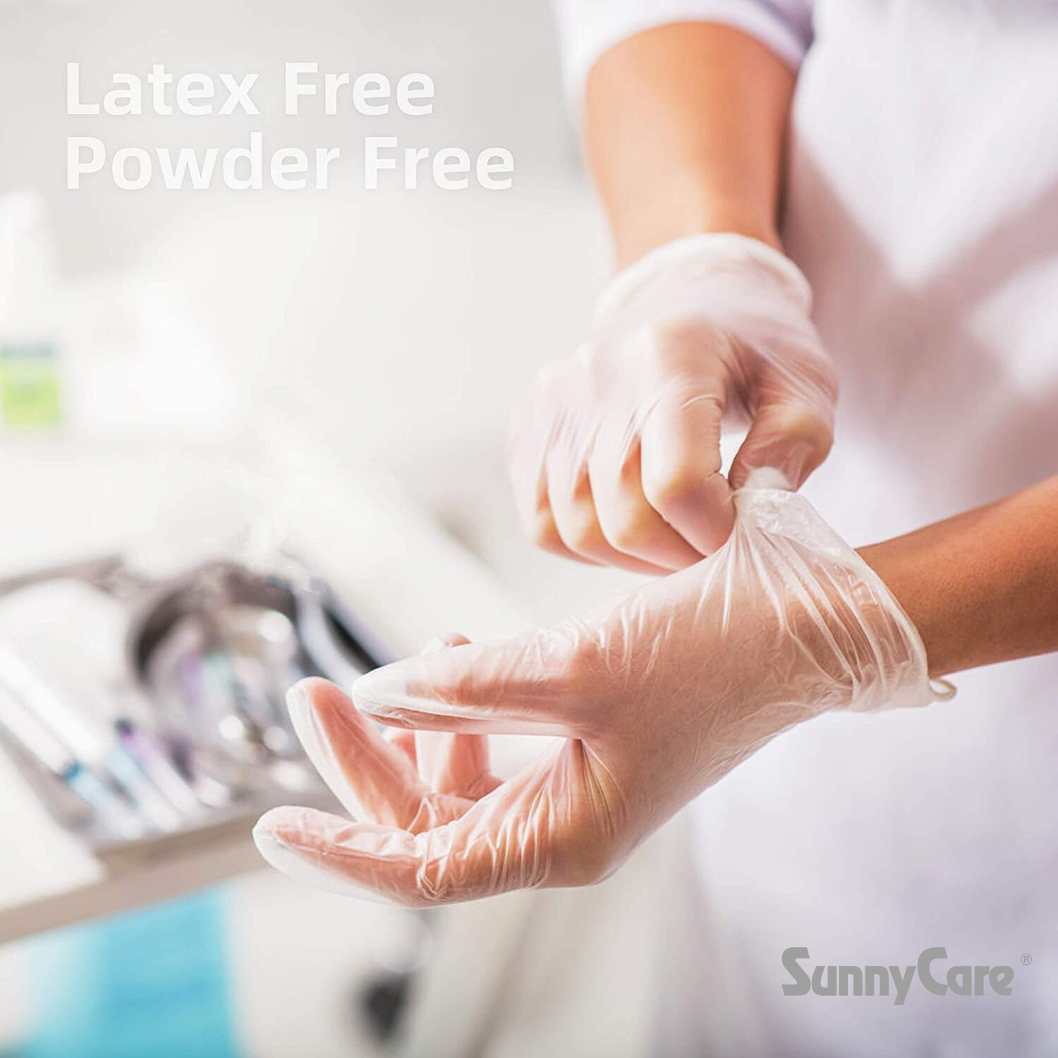 1000Pcs SunnyCare Vinyl Exam Gloves Powder Free (Latex Nitrile Free) 🔥🔥🔥🔥 XL