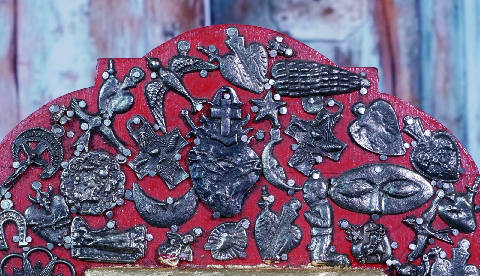 Virgin Immaculate Conception Retablo Milagros Original Painting Mexican Folk Art