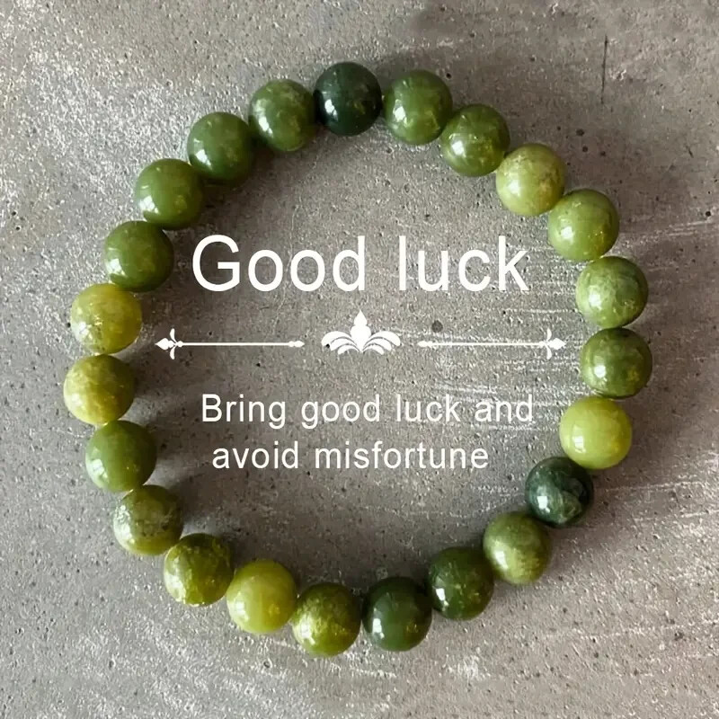 Natural Nephrite Jade 8mm Beaded Crystal Healing Reiki Stretchy Luck Bracelet