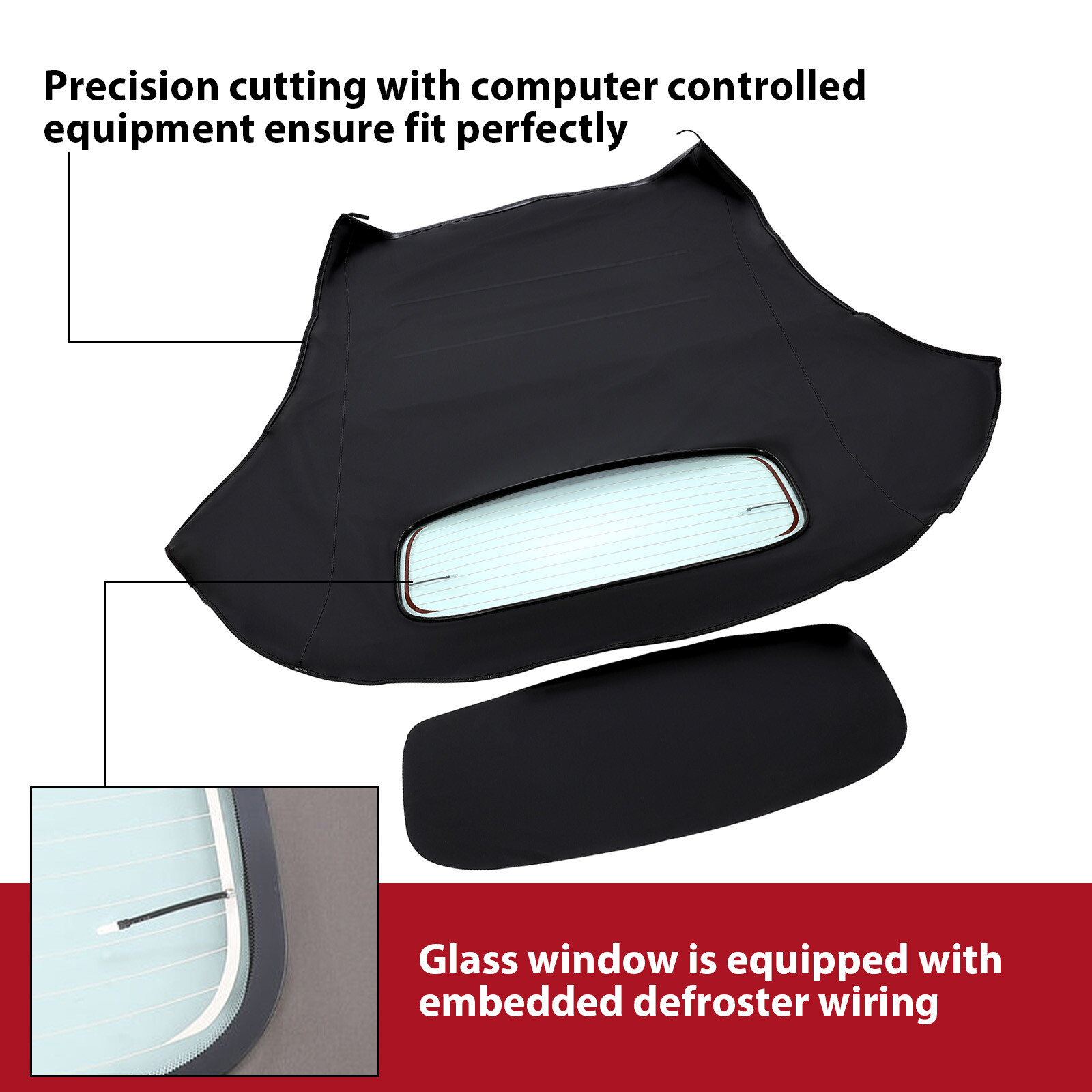 Black Convertible Soft Top Heated Glass Window For Volkswagen Beetle 2003-2010