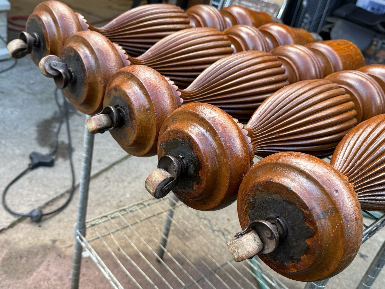 5x Exquisite Antique Wood Fluted Turned Carved Table Legs Victorian Vintage