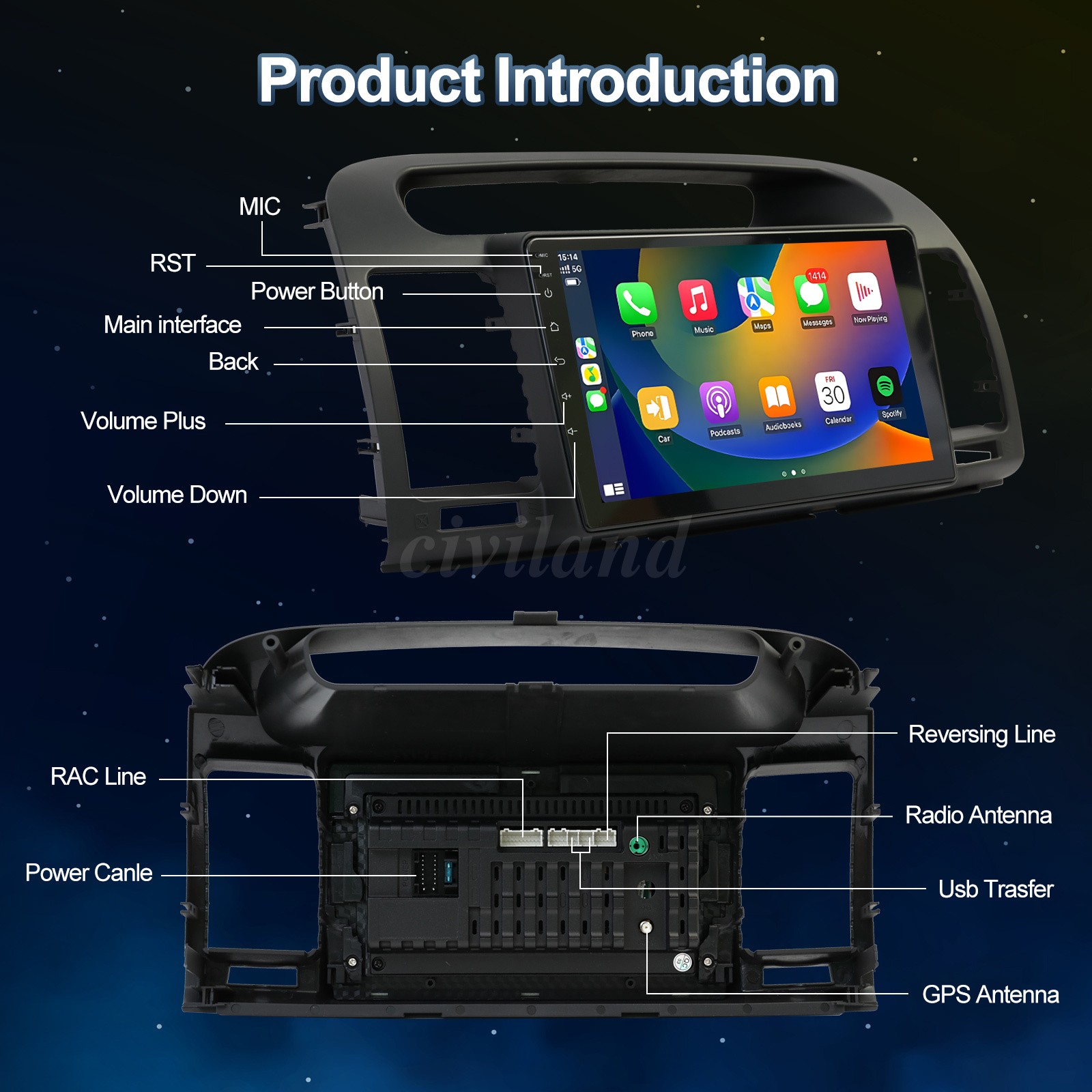 Apple Carplay For Toyota Camry 2000-2006 9" Android Car Radio Stereo GPS Navi