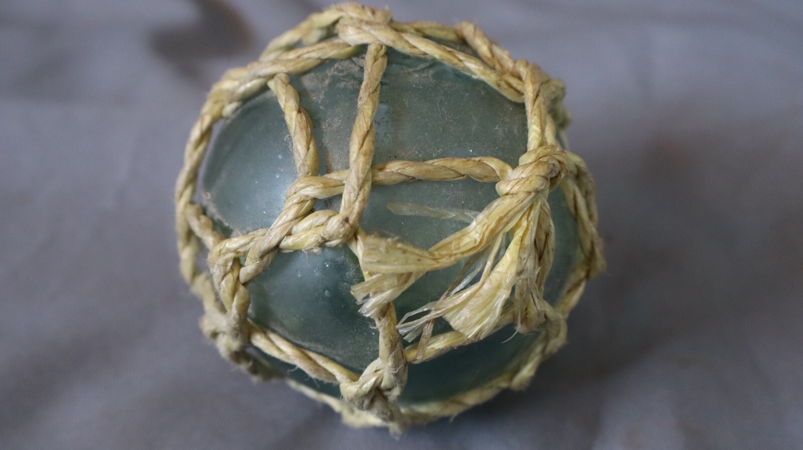 Vintage Blue Glass Fishing Float 3 " buoy Japan ?  With net Marked 5 on top  g