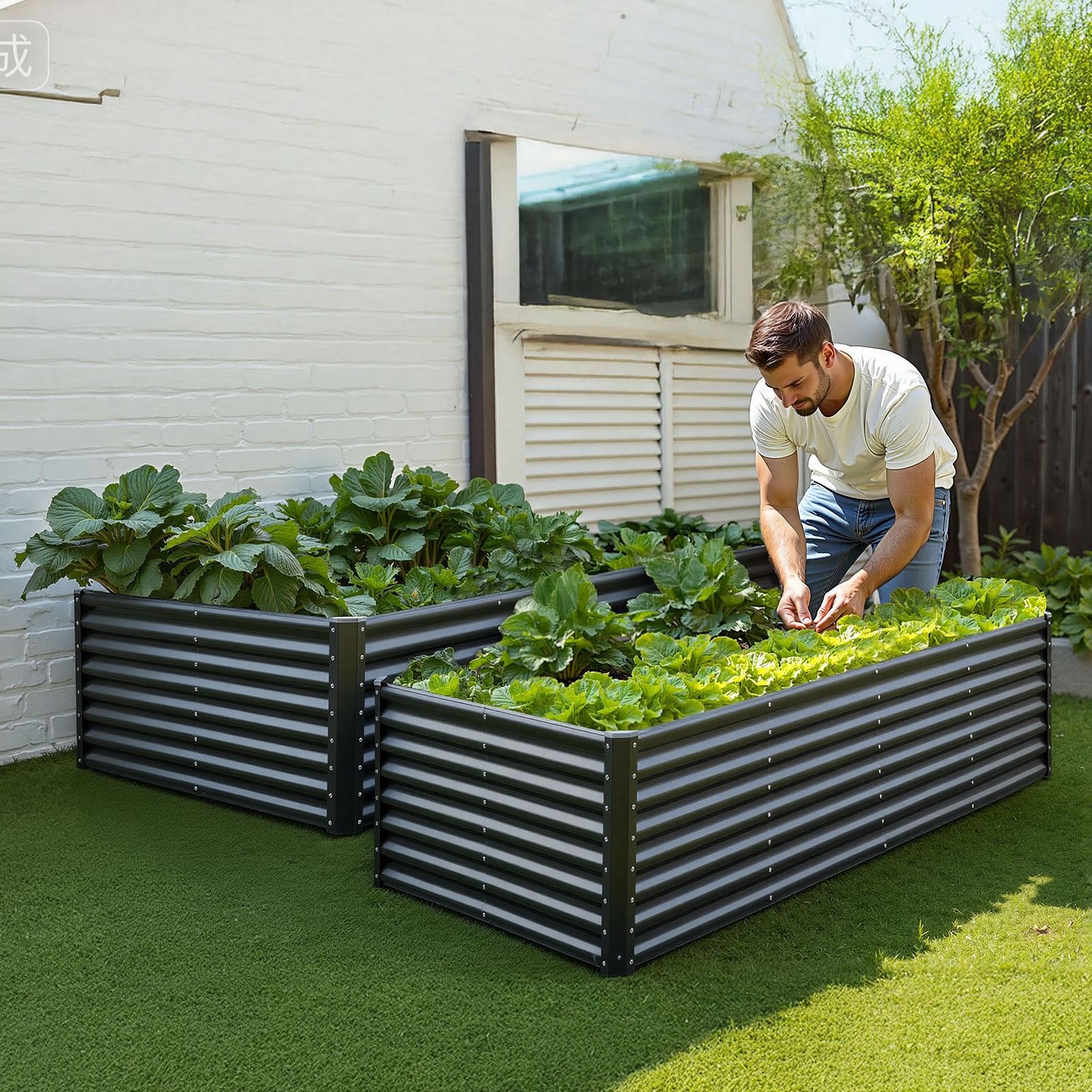 VEVOR Metal Raised Garden Bed Galvanized Planter Box 8x4x2 ft Outdoor Dark Gray
