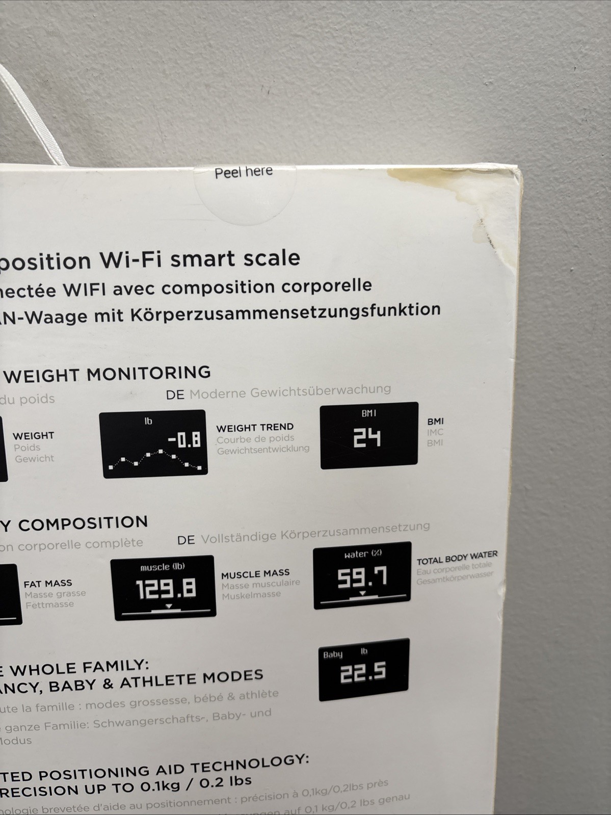 Withings Body+ Wi-Fi Smart Scale WB505 White Body Composition Monitor NEW SEALED