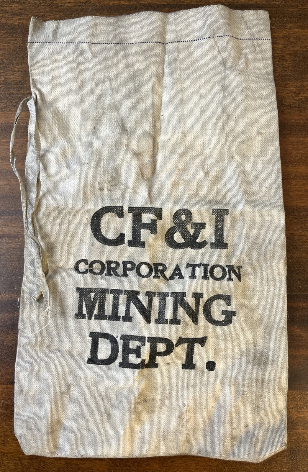 CF&I Corporation Mining Department Canvas Bank Bag Colorado Fuel & Iron Vintage