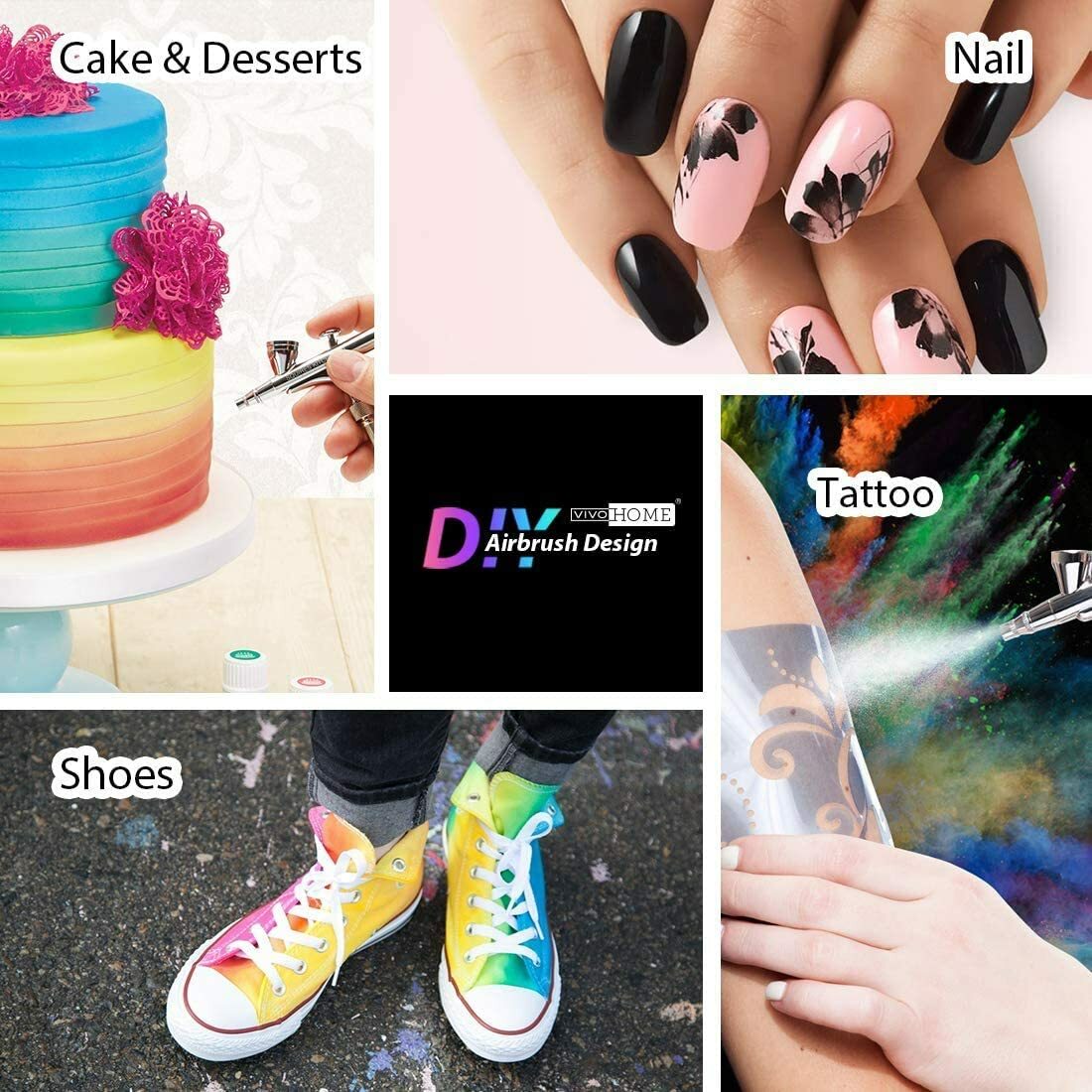 Airbrushing Combo Set w/ 1/5 HP Portable Compressor Kit Model Spray Paint Booth