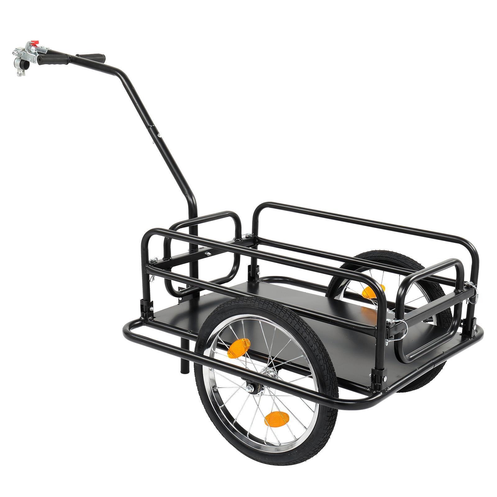 Bike Cargo Trailer Foldable Bicycle Cart Wagon Trailer Universal Hitch Black