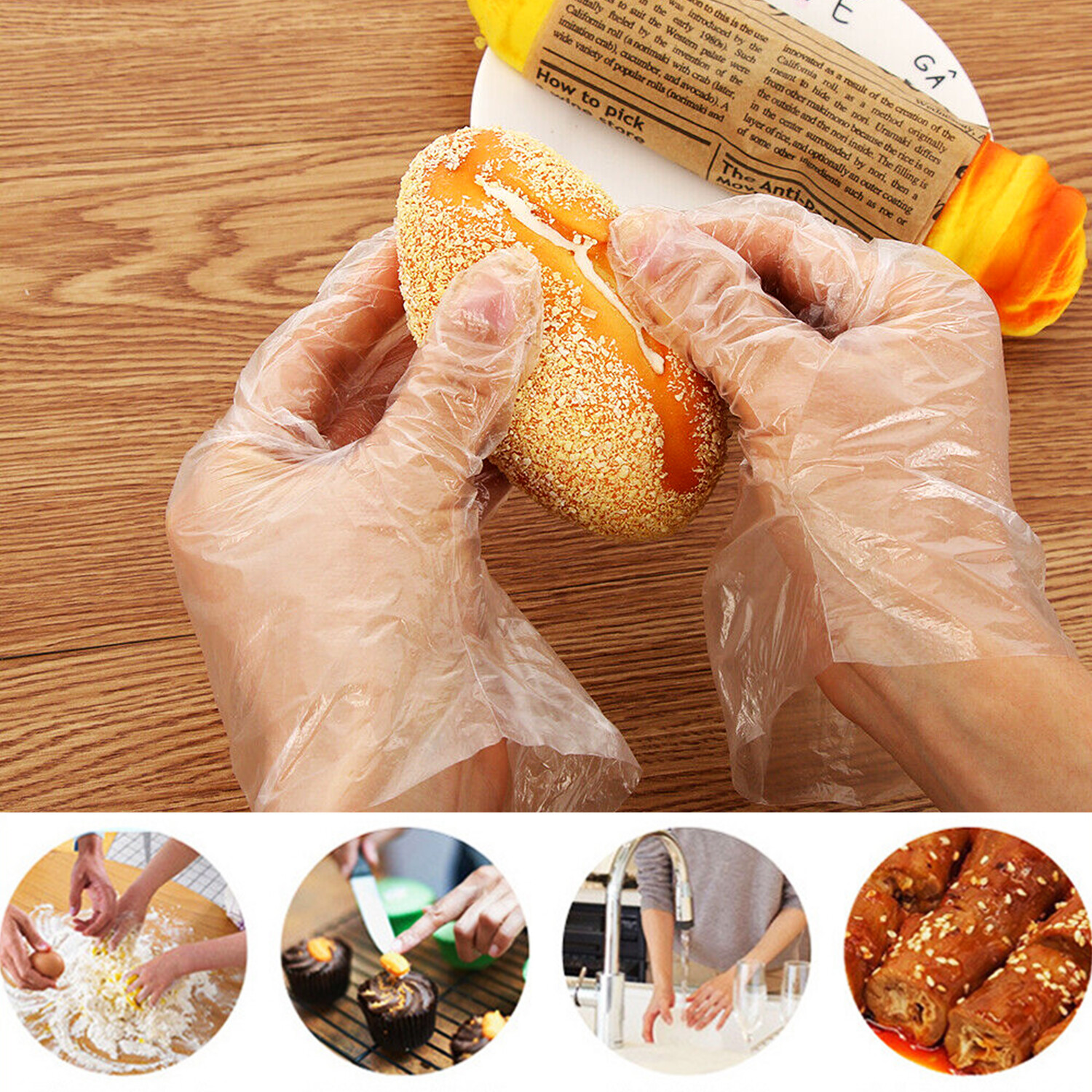 200/500/1000 Plastic Gloves Disposable Premium Polythene Catering Food Mechanics