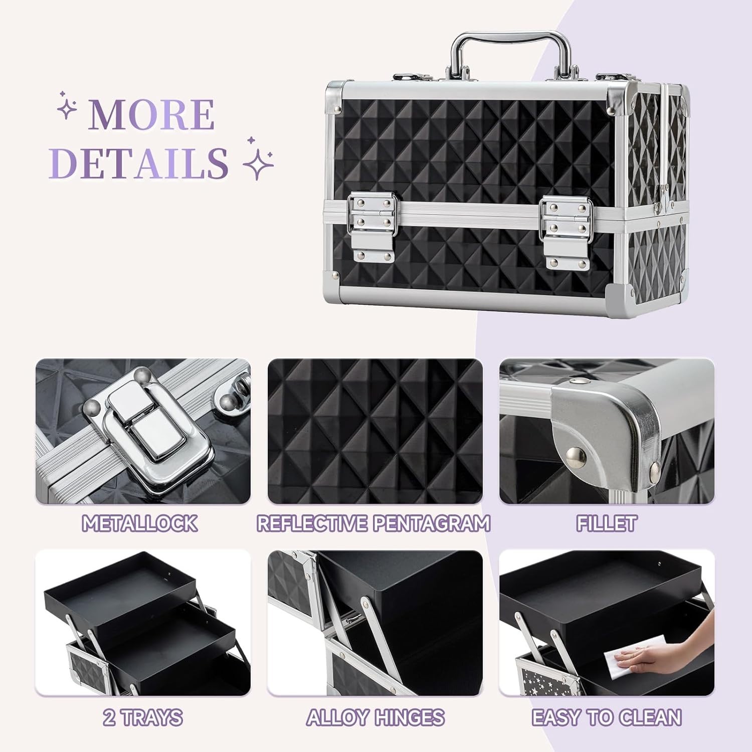Portable Makeup Supply Train Case Cosmetic Organizer 2-Tier Storage Kit Travel