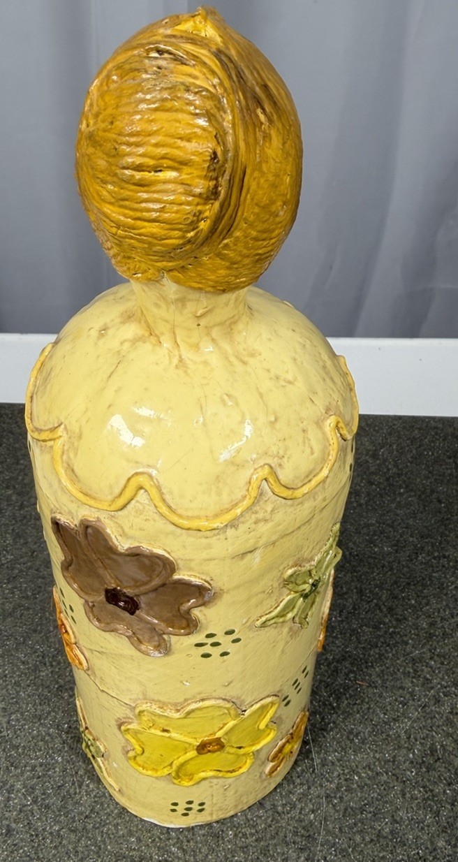 Rare Jeanne Valentine S.A. Handcrafted MCM Woman Florals, Paper Mache