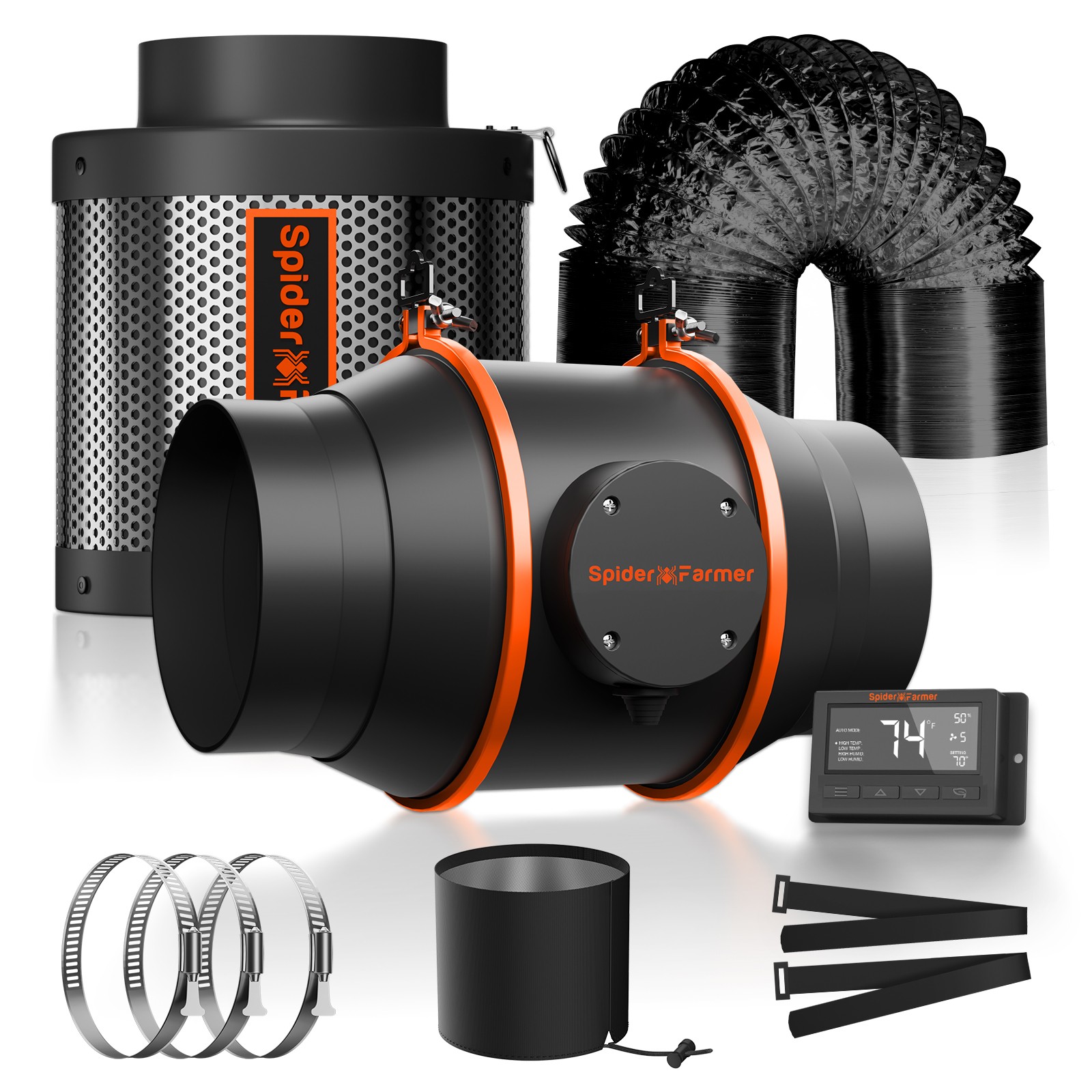 2025 Spider Farmer 6" Inline Fan 402CFM Programmable Controller Combo Grow Tent