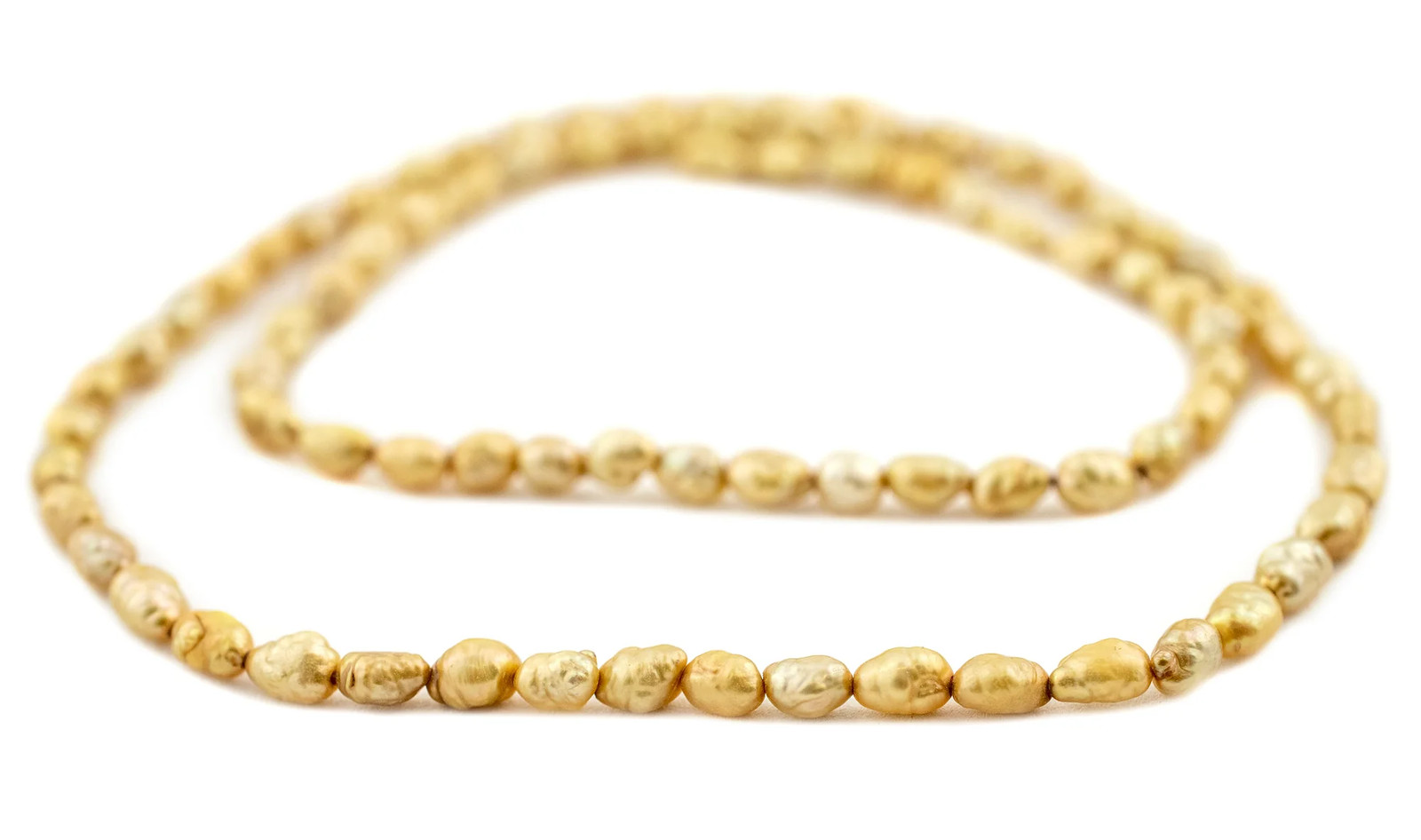 Gold Vintage Japanese Rice Pearl Beads 3mm Oval 16 Inch Strand