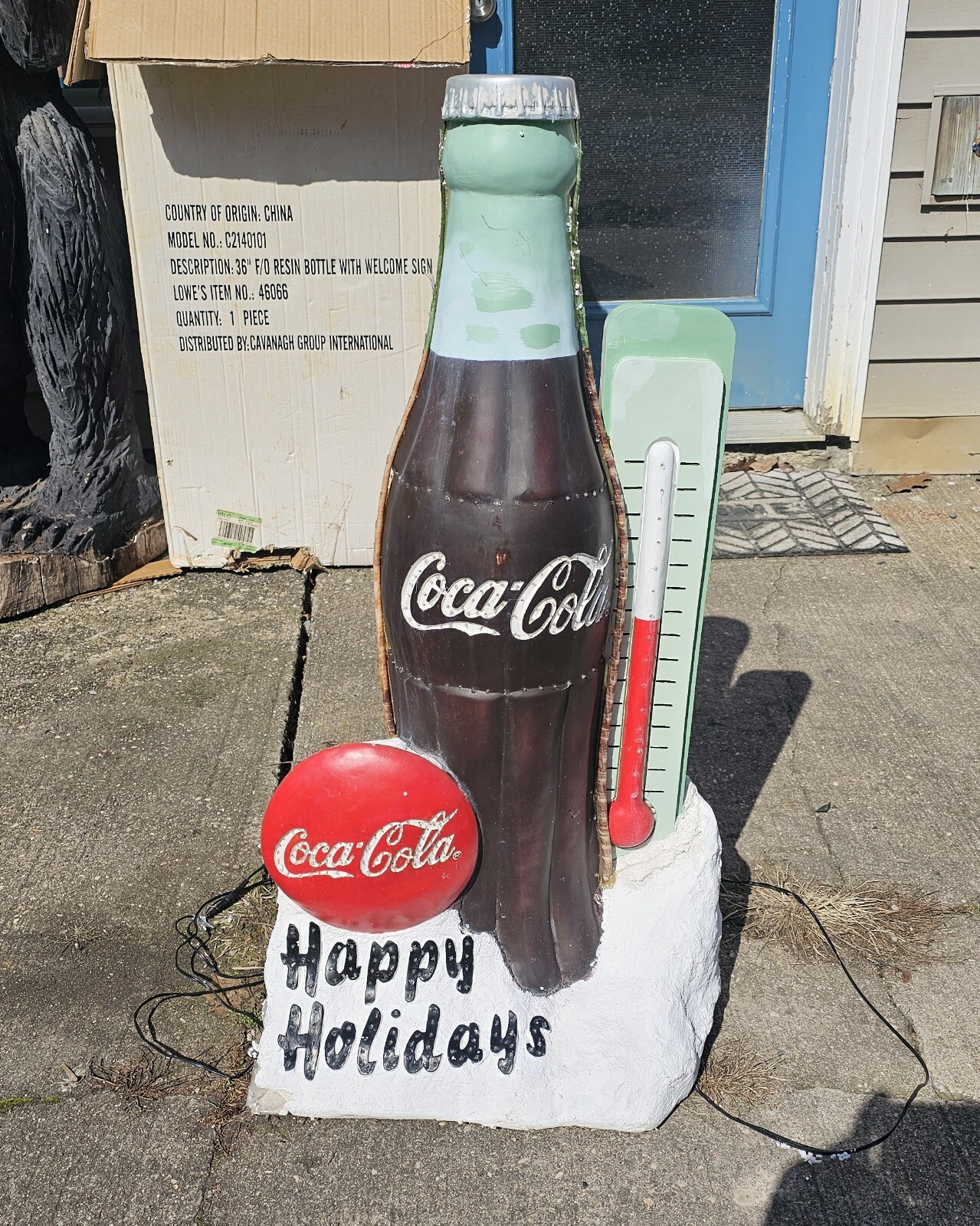 Fiber Optic Coca Cola Coke Bottle Happy Holidays Christmas Outdoor Vintage Light