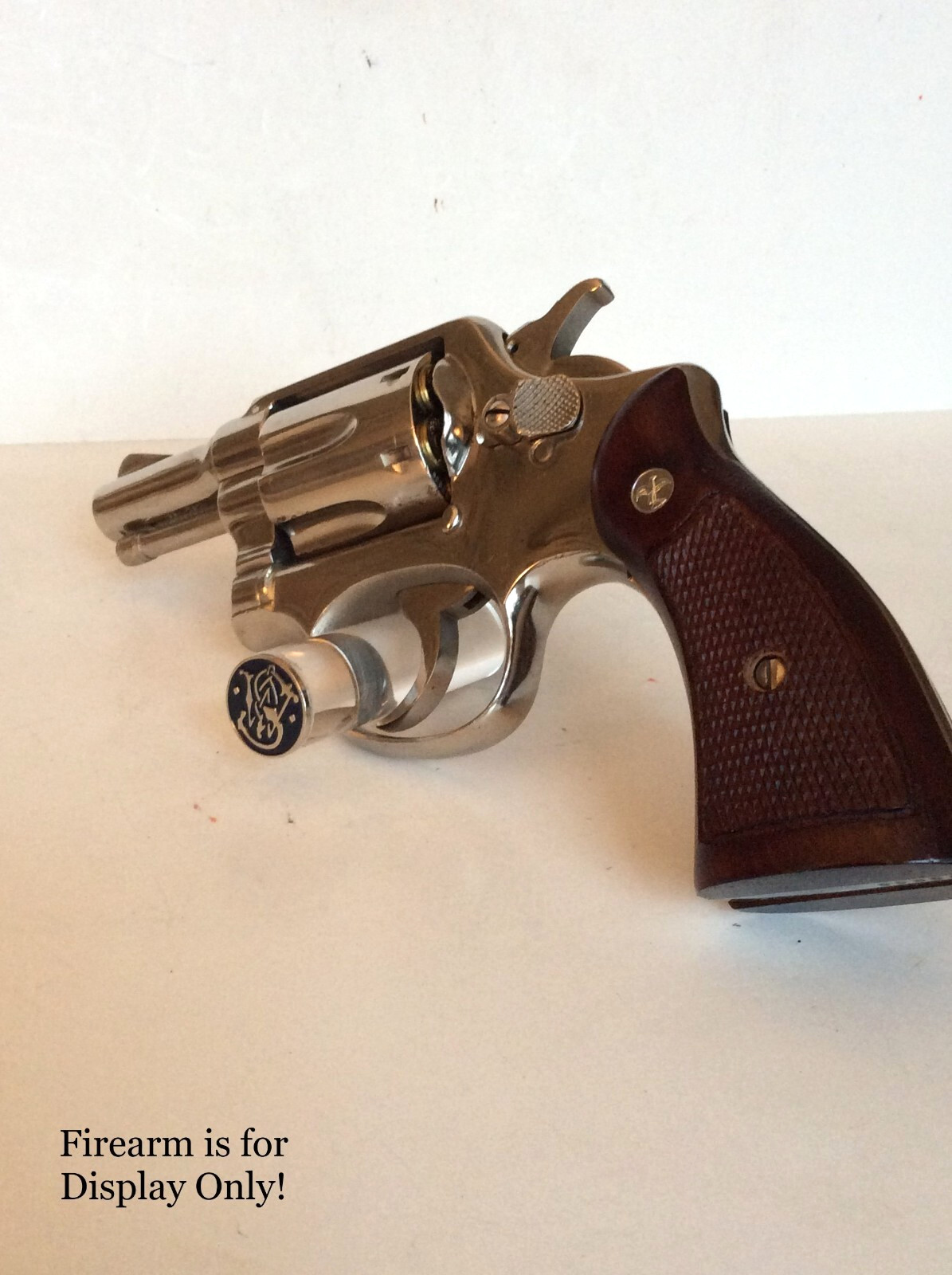 Handgun Firearm Gun Safe Shelf Display Rod - S&W Navy Blue/Silver Enamel Topper