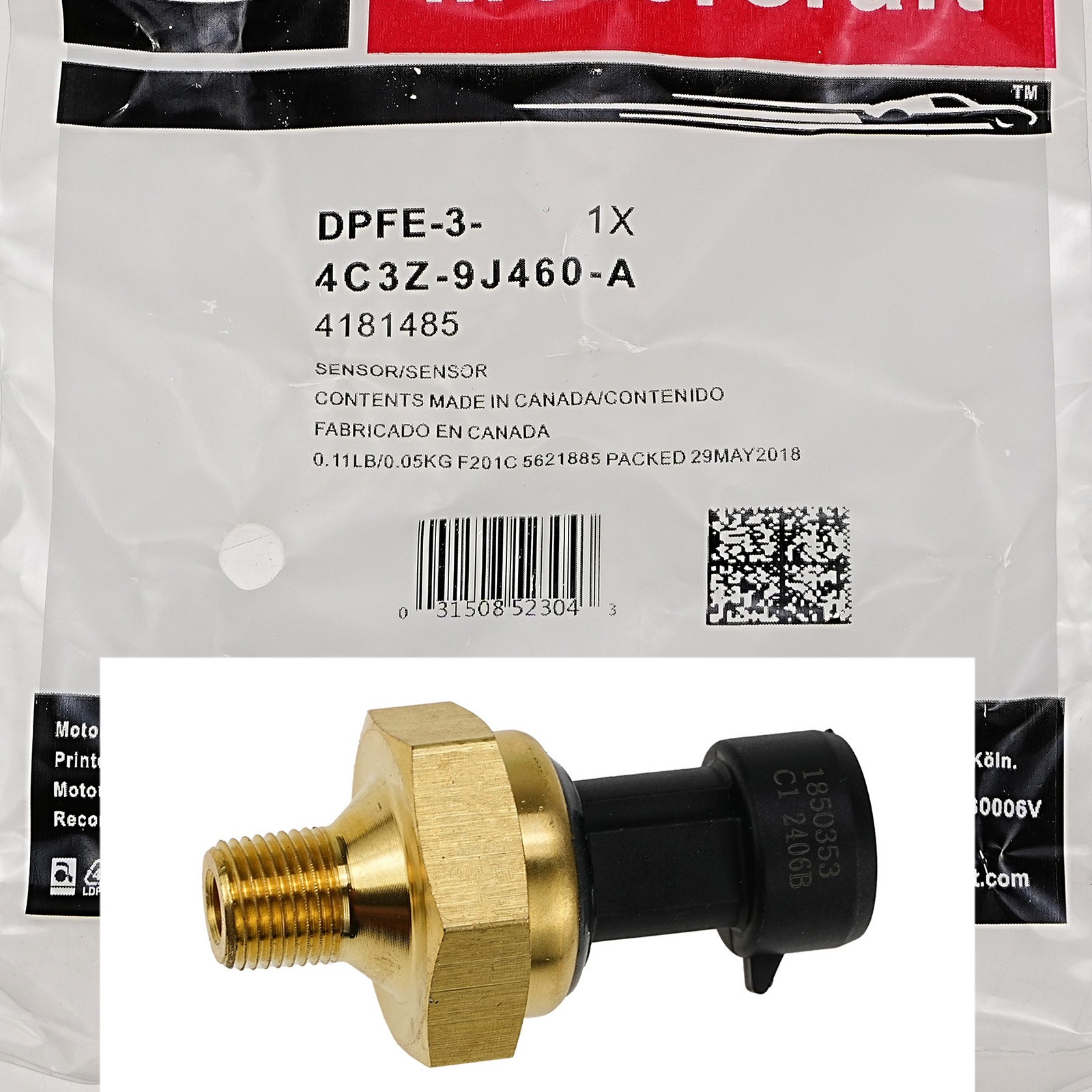 OEM 4C3Z-9J460-A Exhaust Back Pressure EBP Sensor for 97-05 Diesel 6.0L/7.3L