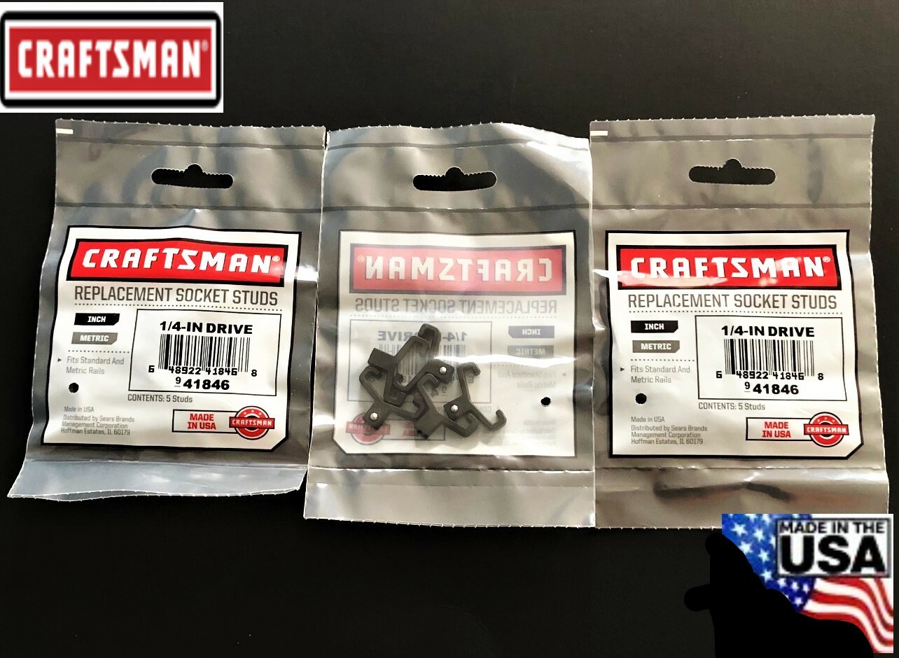 15 CRAFTSMAN 1/4" BLACK REPLACEMENT SOCKET STUDS RACK RAIL CLIPS 941846 USA MADE