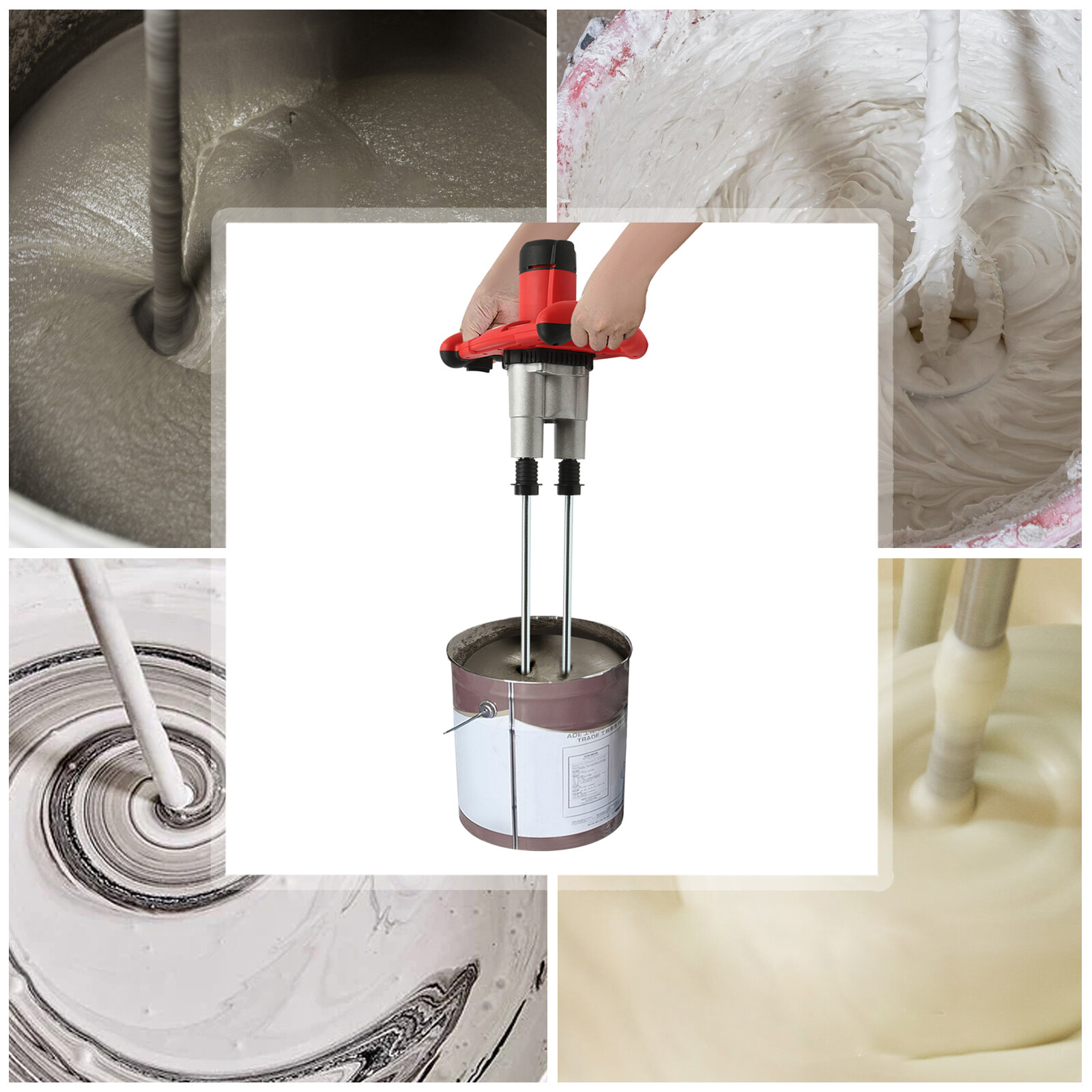 2800W Paint and Mortar Stirrer 2-Gear Concrete Stirrer Hand Mixer 6 Speeds