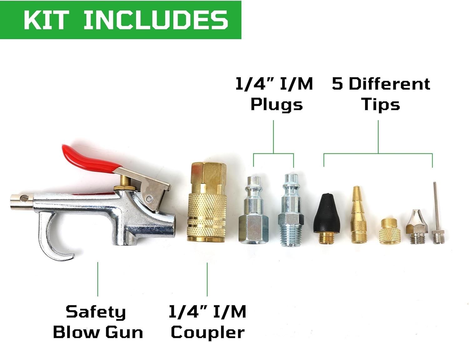 DYNAMIC POWER 3/8-in x 50-ft Premium Rubber Air Hose with 10-Piece Accessory Kit