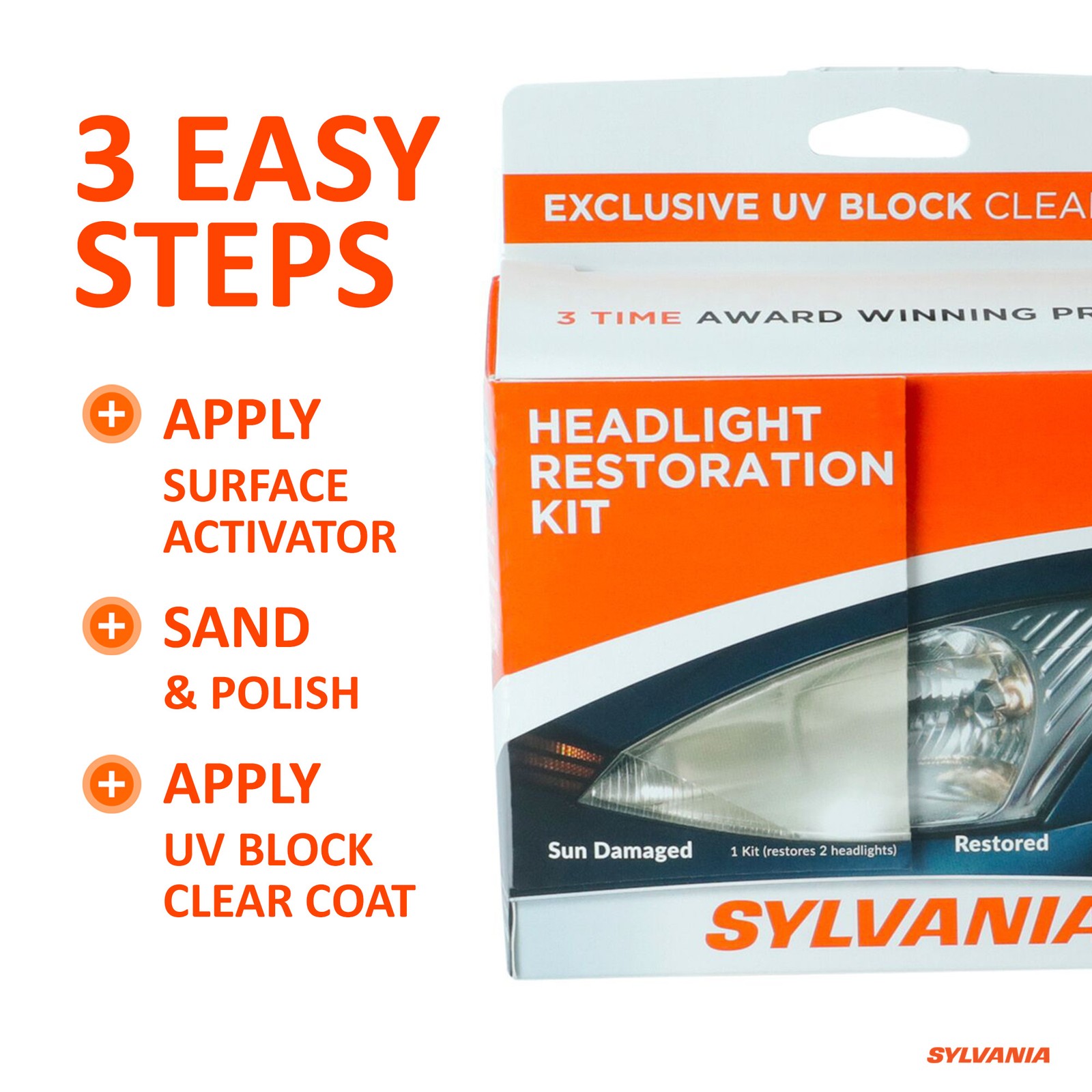 Sylvania Headlight Restoration Kit - Long-Lasting Headlight Repair Kit | LED