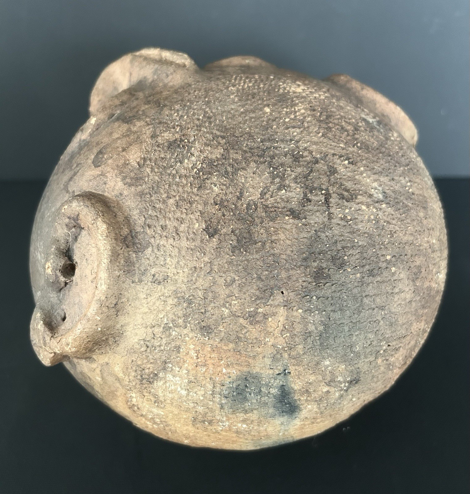 Antique Pre Columbian Clay Pottery Head Coinbank From Veracruz, Mexico 7.5”