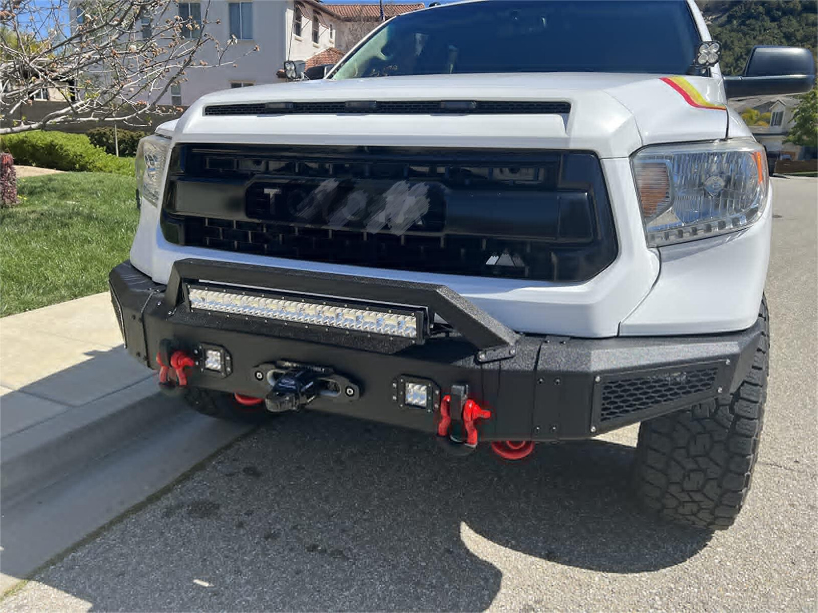 Vijay For 2014-2021 Tundra Front Bumper w/ Winch Plate and LED Lights and D-Ring