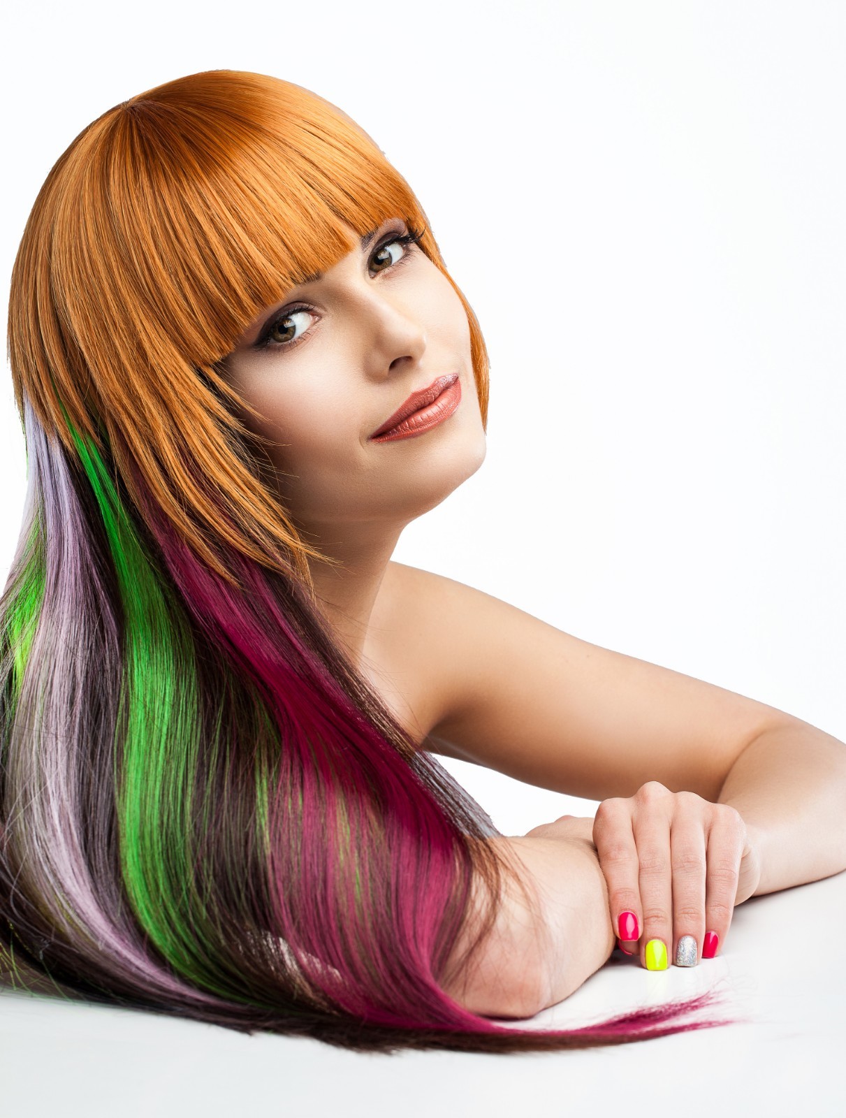 11pcs Single Color 21" Straight Party Clip In Synthetic Hair Extensions Cosplay