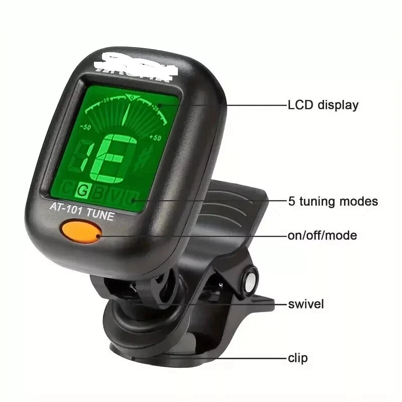 Clip-On LCD Digital Tuner for Guitar Bass Violin Ukulele Chromatic AT-01A