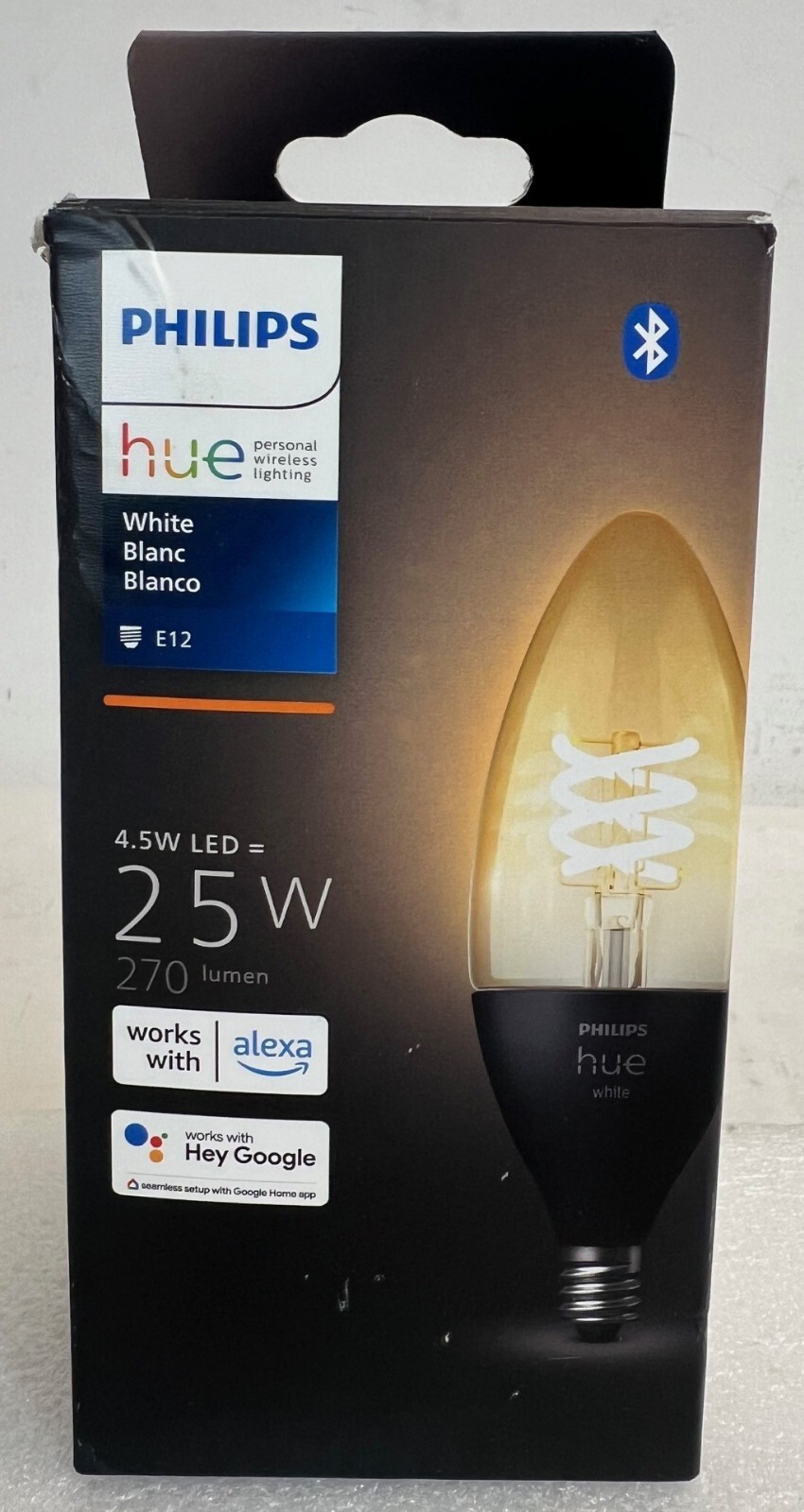 Philips Hue White Dimmable Smart Filament Candle, 2100K LED Vintage Edison Bulb