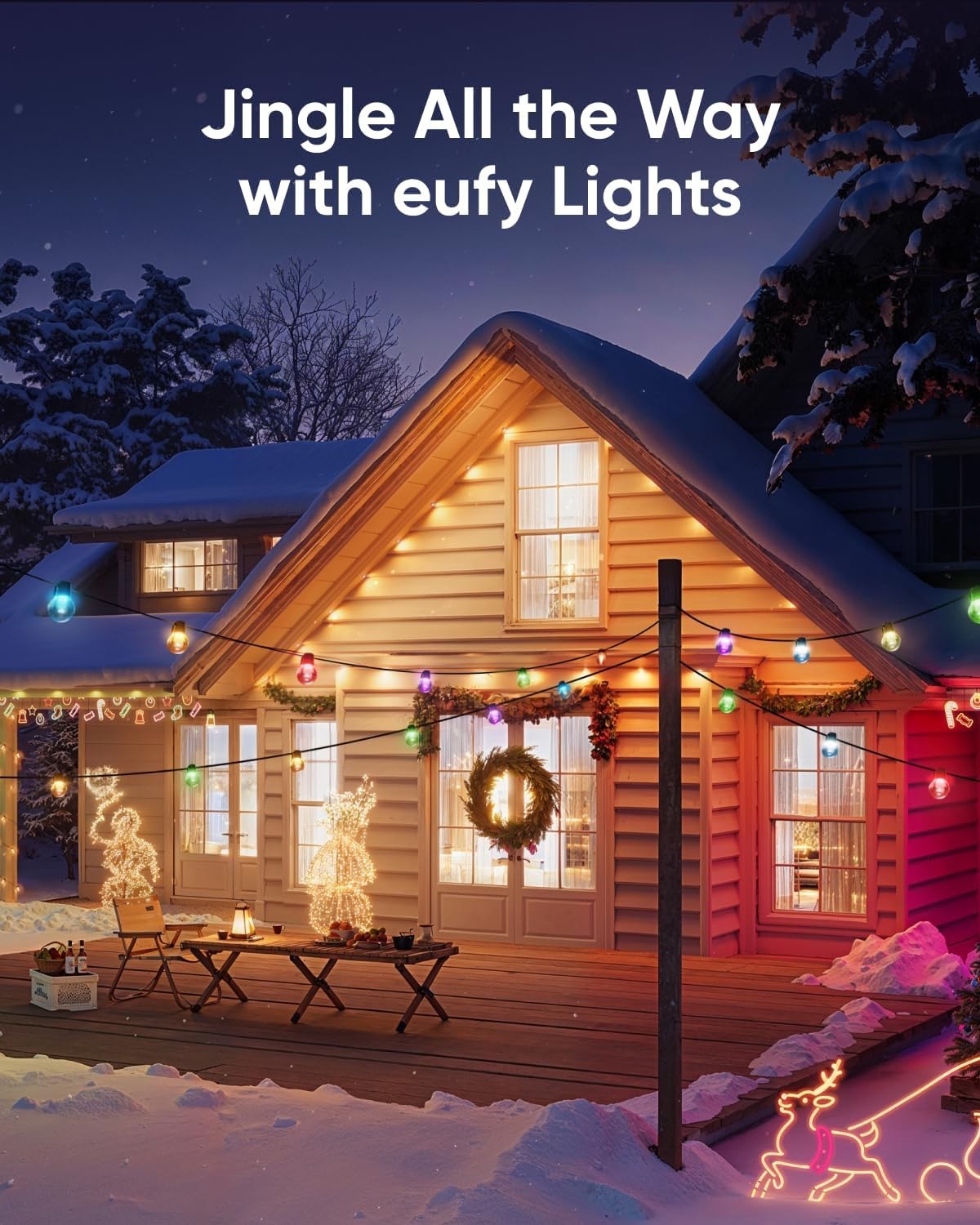 eufy Outdoor String Lights E10 96ft 30 Smart RGBWW LED Bulb IP65 Christmas Party