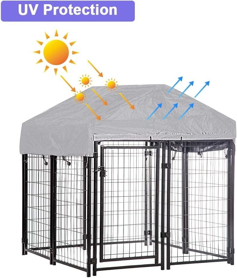 Welded Wire Dog Kennel Heavy Duty Playpen Included a Roof &Water-Resistant Cover
