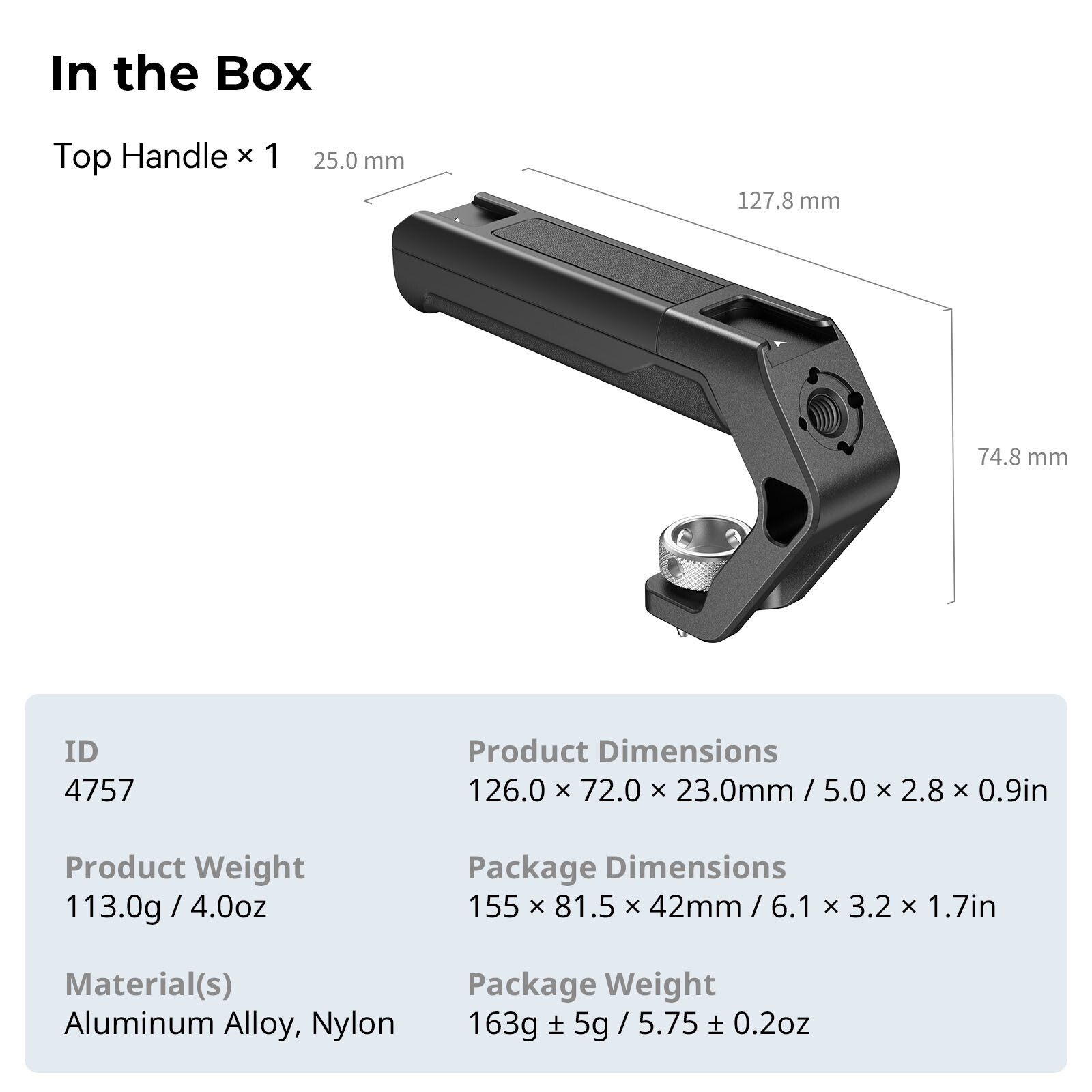 SmallRig Lightweight Top Handle with 3/8"-16 Locating Pins for ARRI 4757