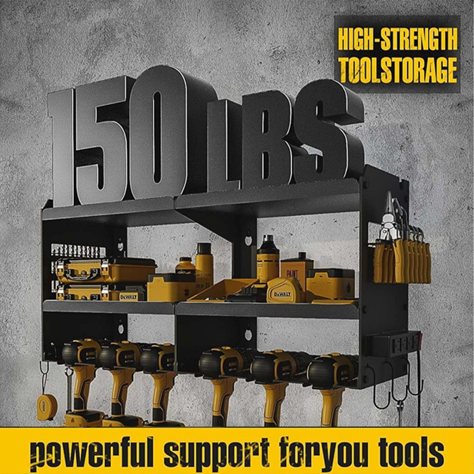 Heavy Duty Power Tool Organizer Drill 25" 3-Layer Holder Wall Mount Storage Rack