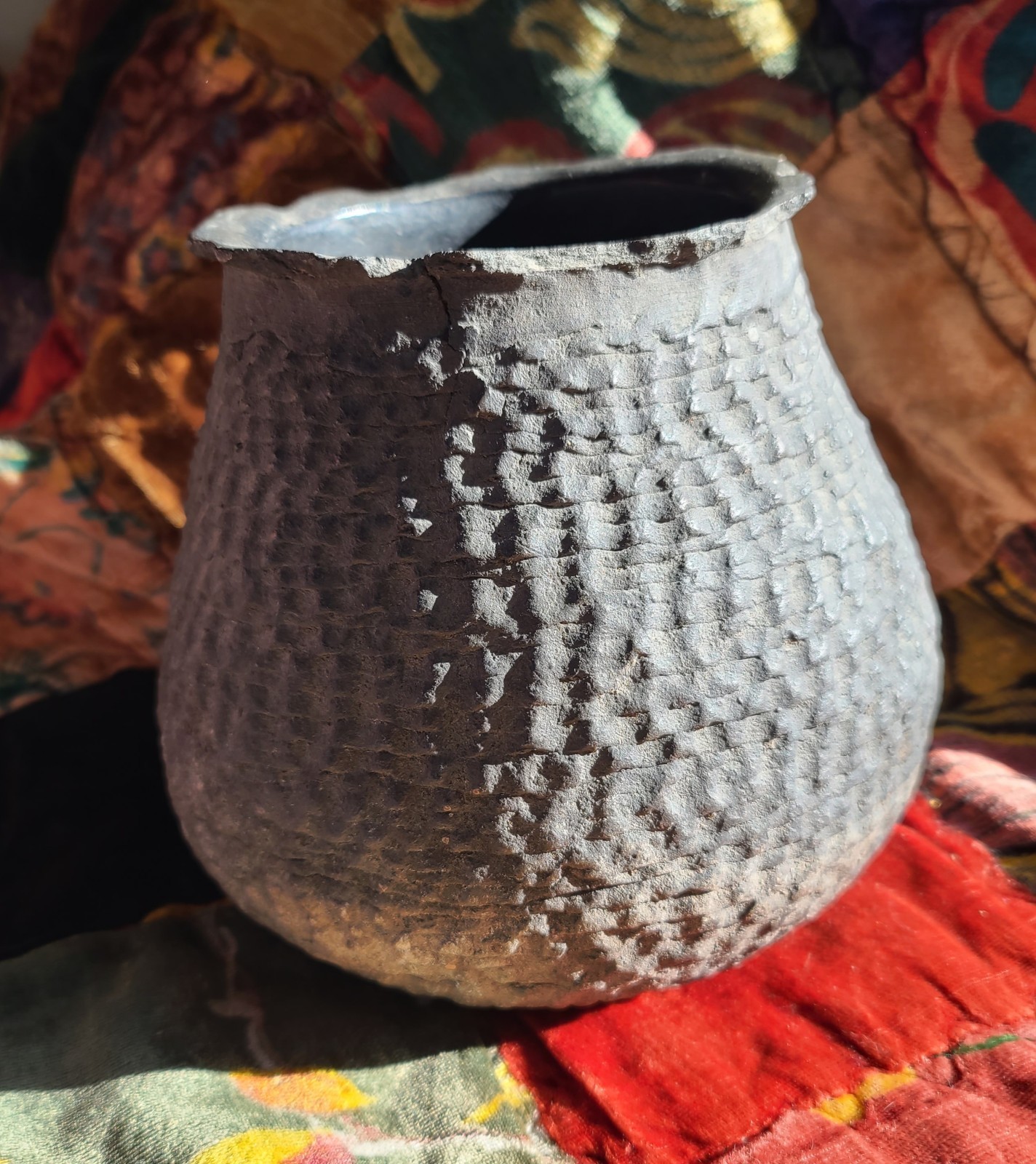 Ancient Anasazi Corrugated Olla Pot Jar Vessel 7" Tall Native American Artifact