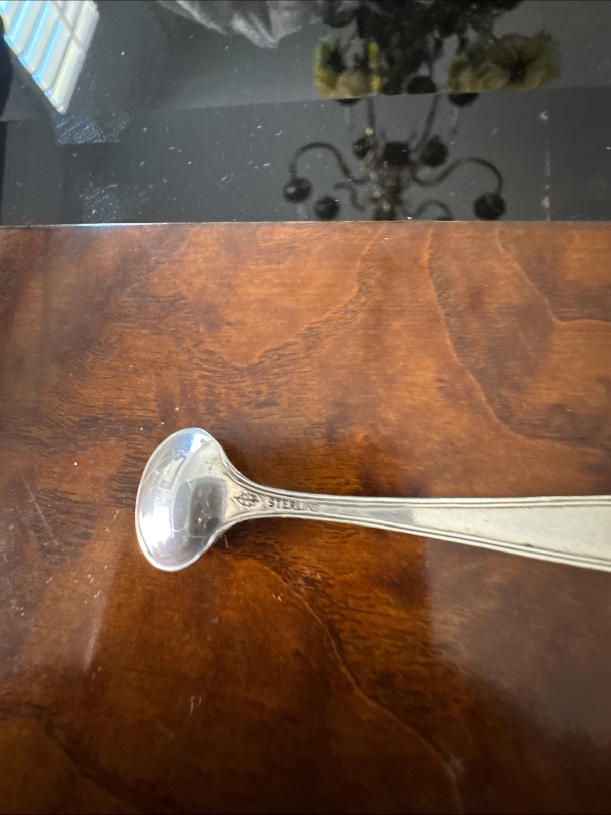 Silver Salt Cellar Beaded Rim ,Ball Footed With Sterling Salt Spoon