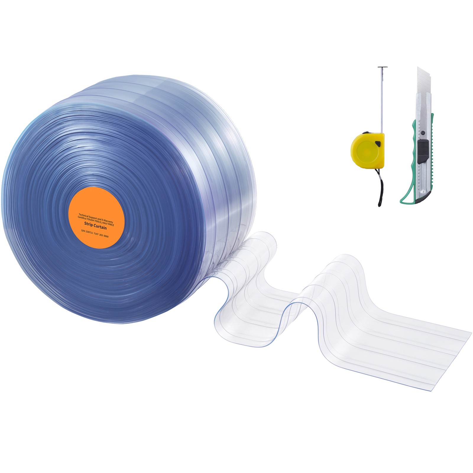 Uimoso PVC Ribbed Strip Curtain Roll, 50 ft x 8 in, Durable Plastic Door Strips