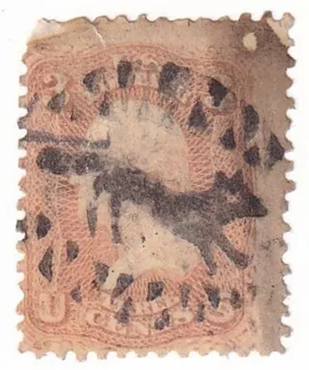 RUNNING FOX - FANCY CANCEL - HOCKANUM CT - SKINNER & ENO PA-D 6 on #65 - RARITY!